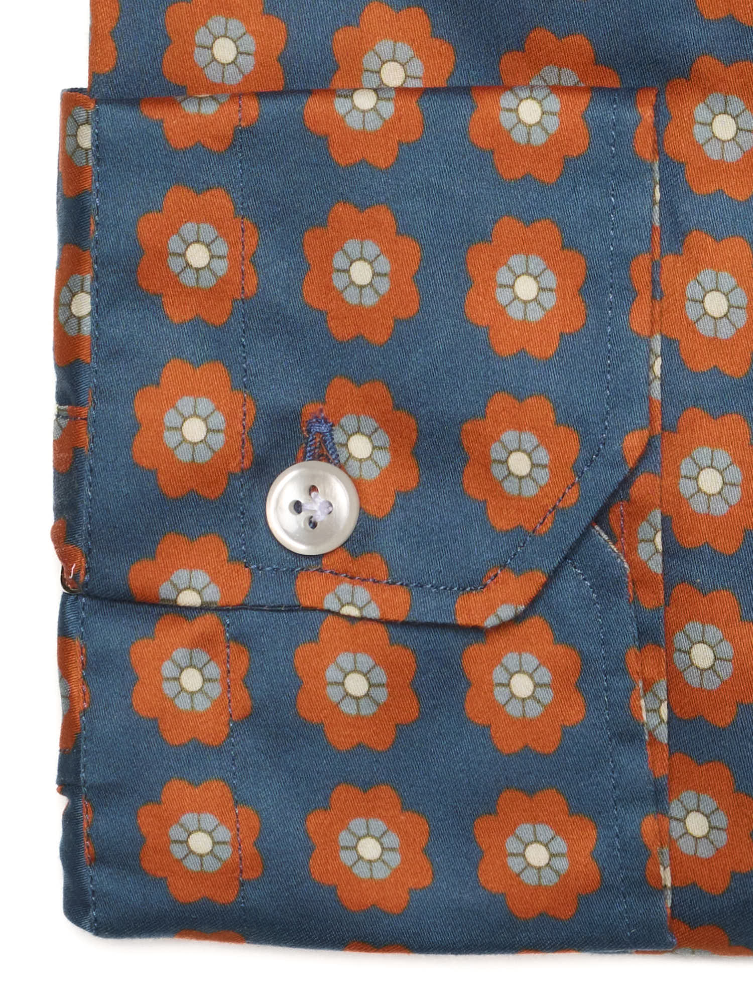 PIETRA SALATA Blue Medallion Cotton Spread Collar Shirt