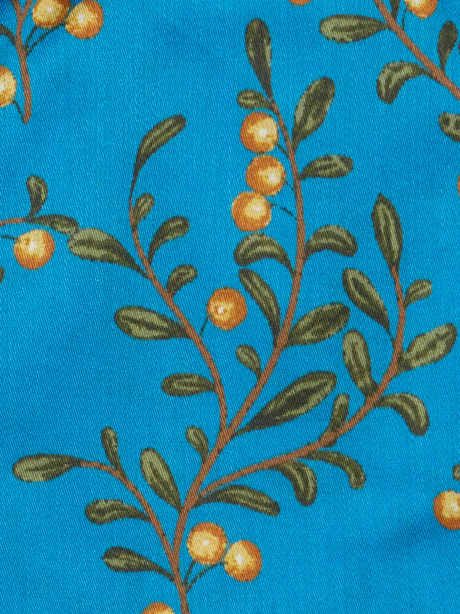 PIETRA SALATA Blue Floral Pattern Orange Flower Cotton Spread Collar Shirt