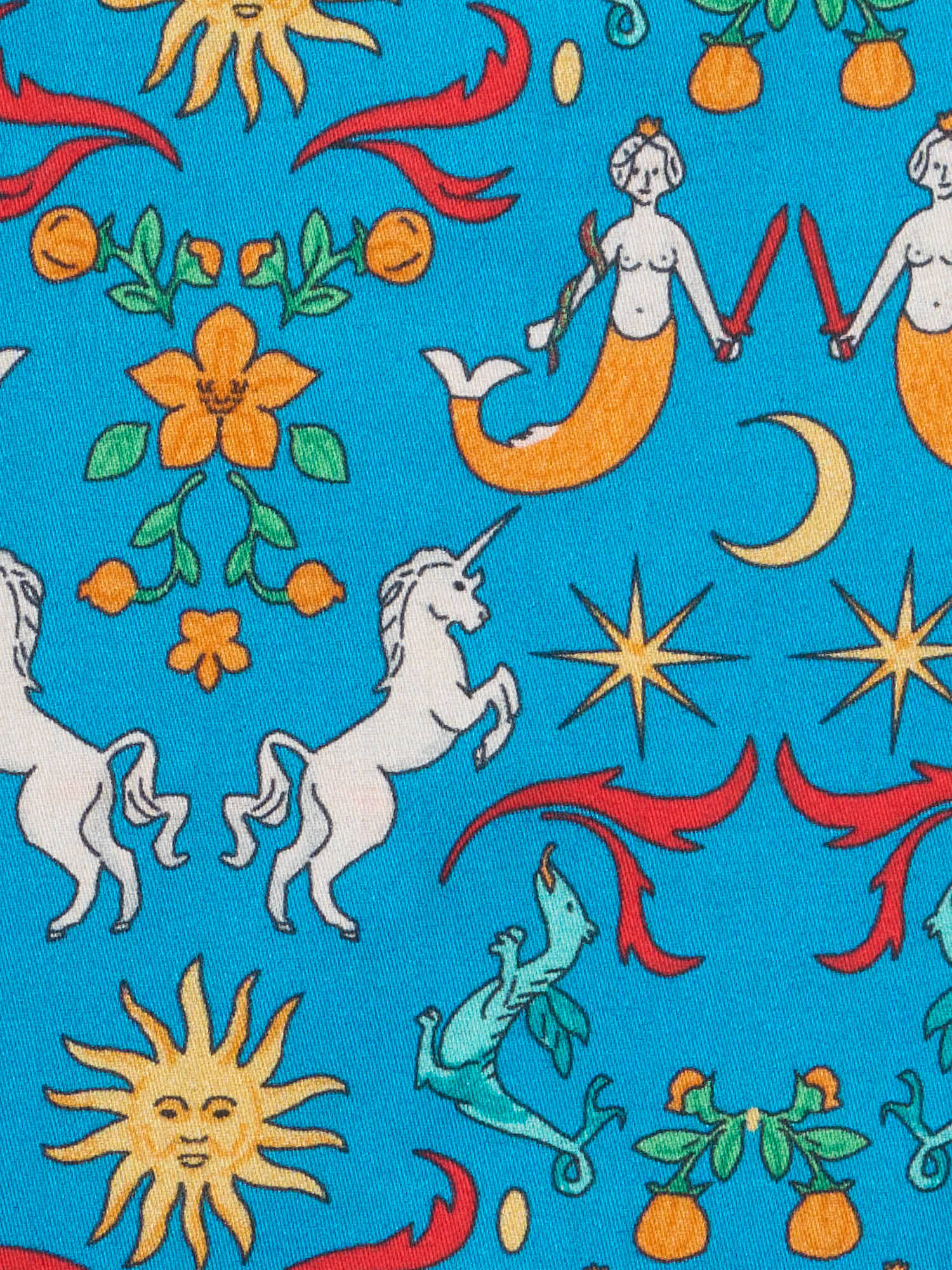 PIETRA SALATA Blue Printed Pattern Cotton Spread Collar Shirt