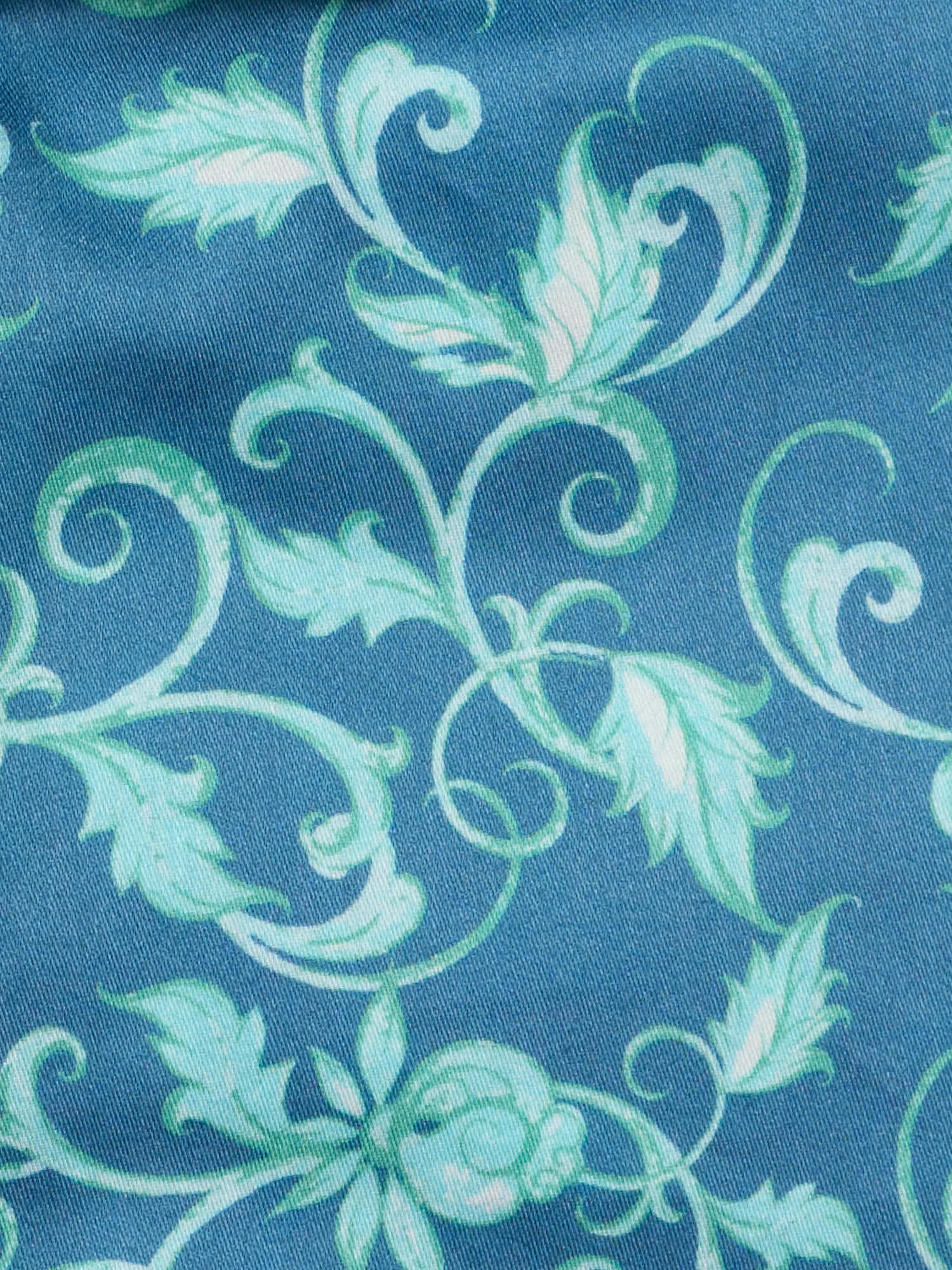 PIETRA SALATA Blue with Mint Floral Spread Collar Cotton Shirt