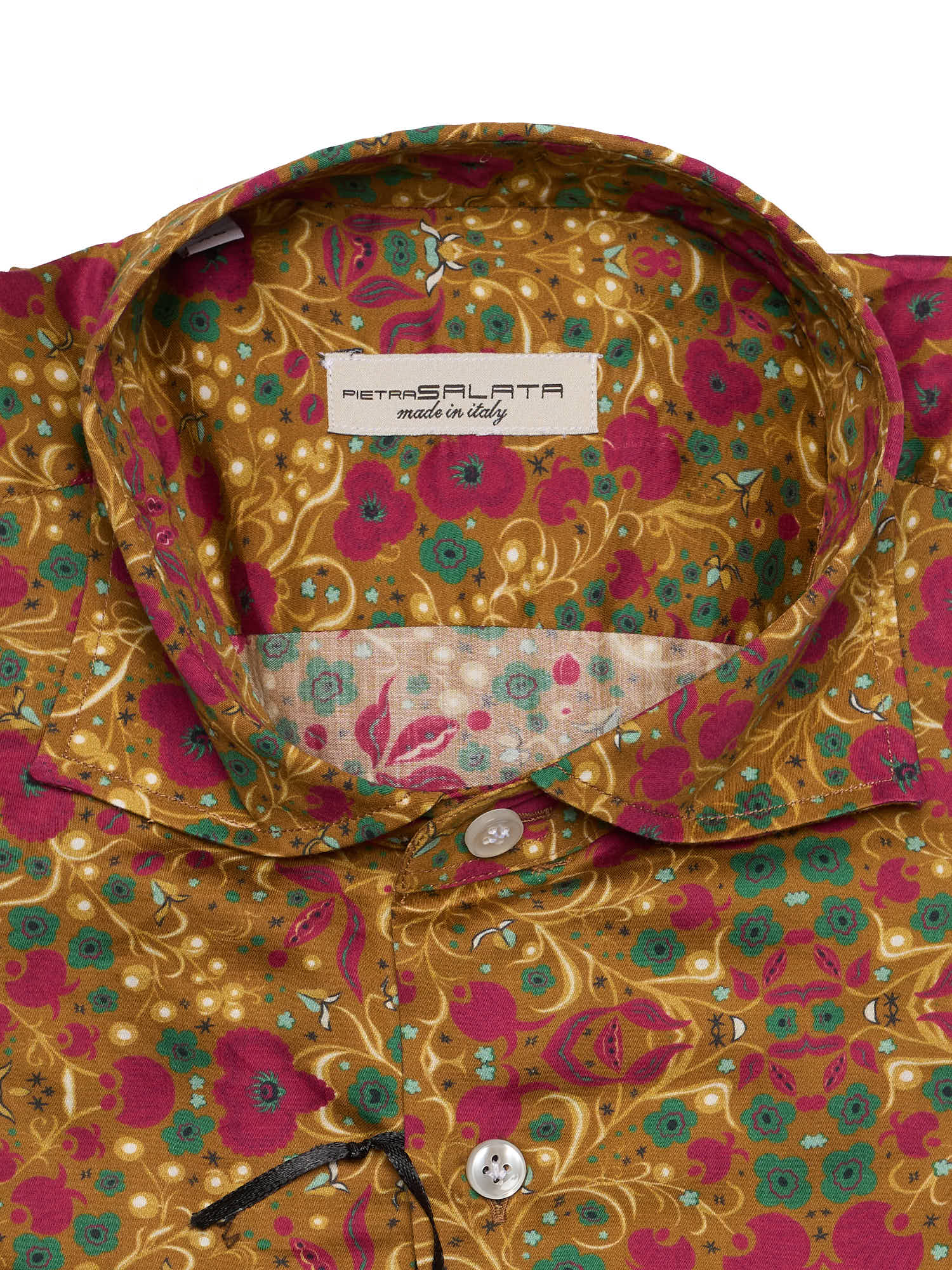 PIETRA SALATA Bronze with Floral Pattern Cotton Shirt