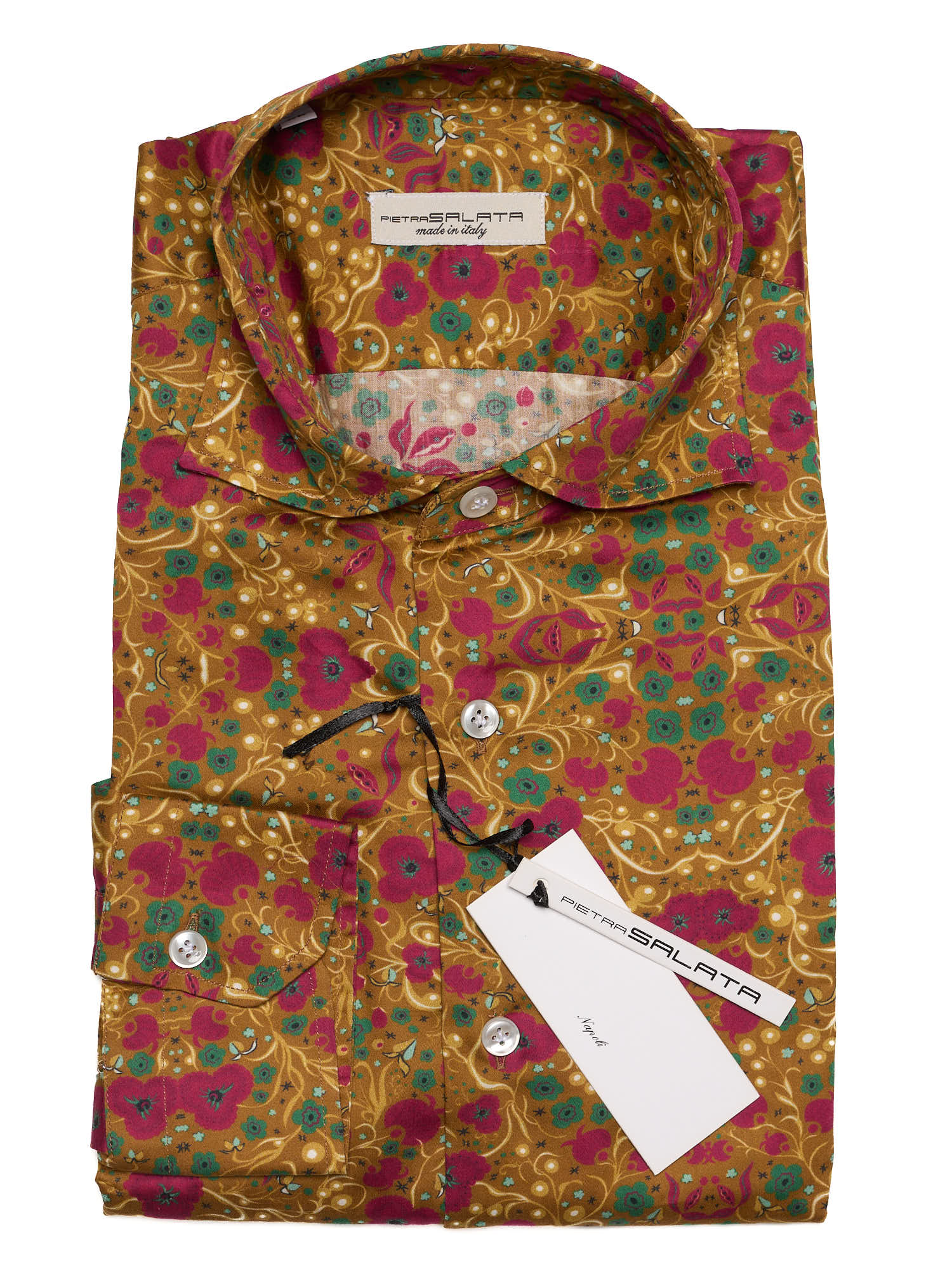 PIETRA SALATA Bronze with Floral Pattern Cotton Shirt