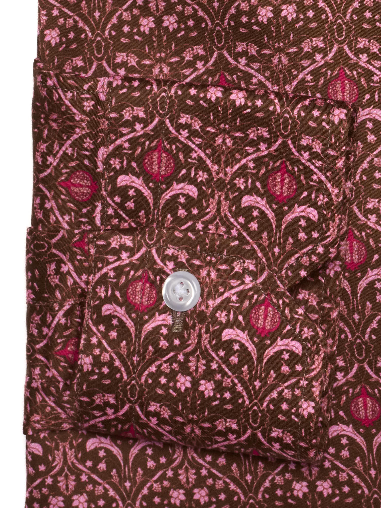 PIETRA SALATA Brown-Pink Pattern Cotton Spread Collar Shirt