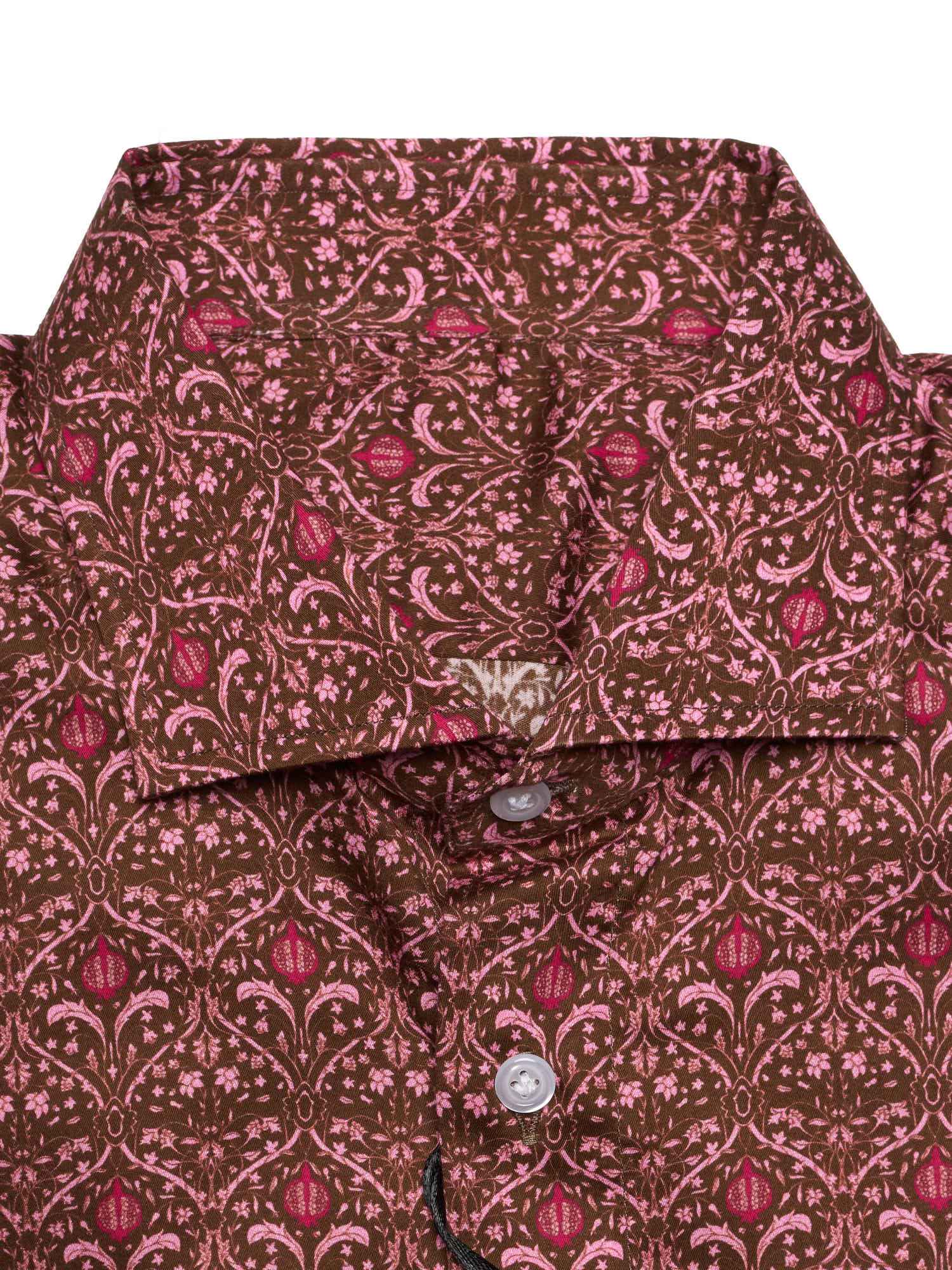 PIETRA SALATA Brown-Pink Pattern Cotton Spread Collar Shirt