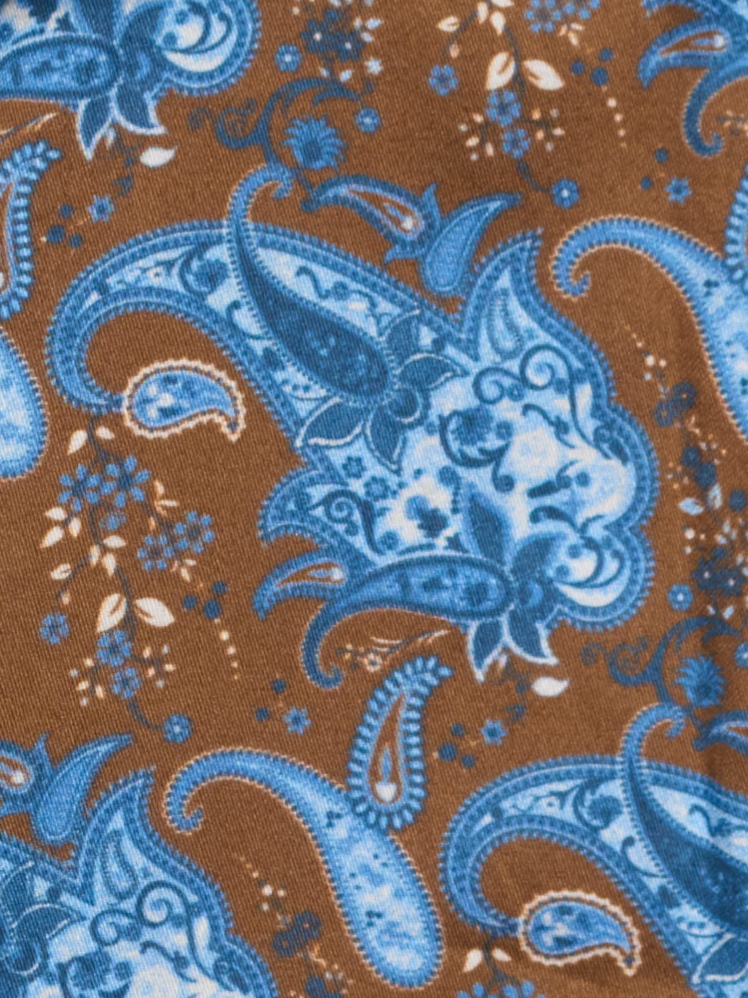 PIETRA SALATA Brown Paisley Pattern Cotton Spread Collar Shirt