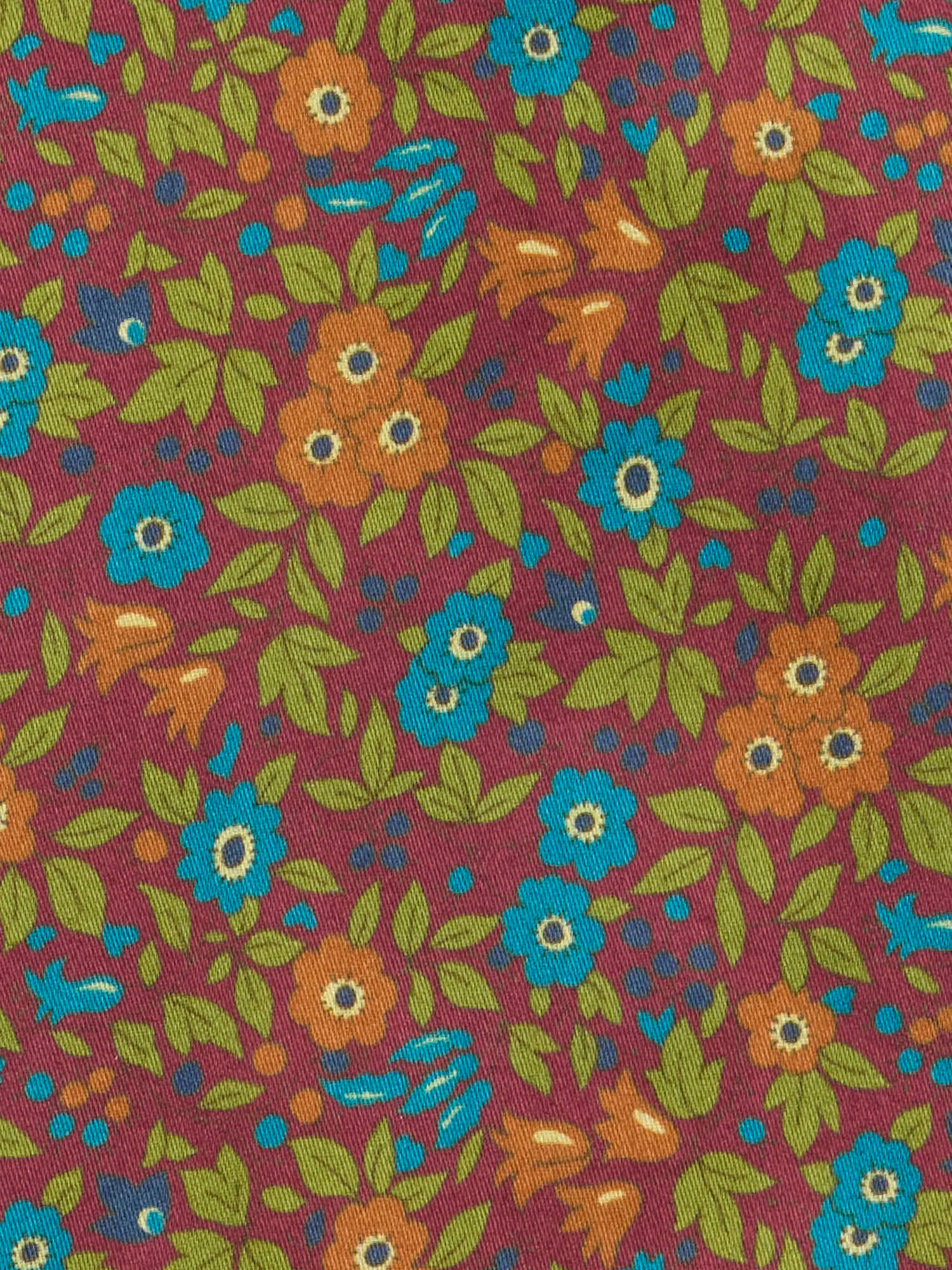 PIETRA SALATA Burgundy Floral Pattern Cotton Spread Collar Shirt