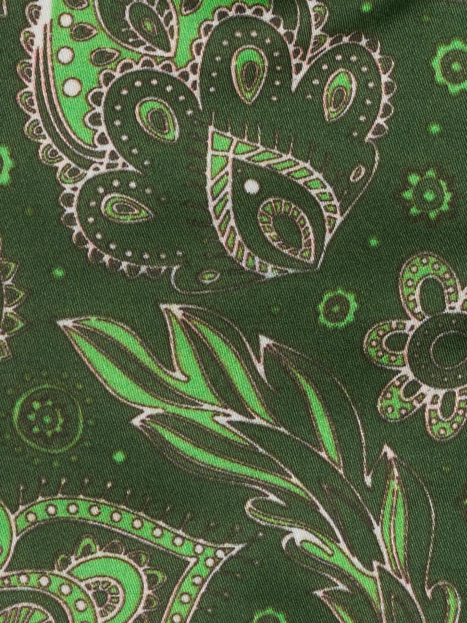 PIETRA SALATA Green Paisley Cotton Spread Collar Shirt