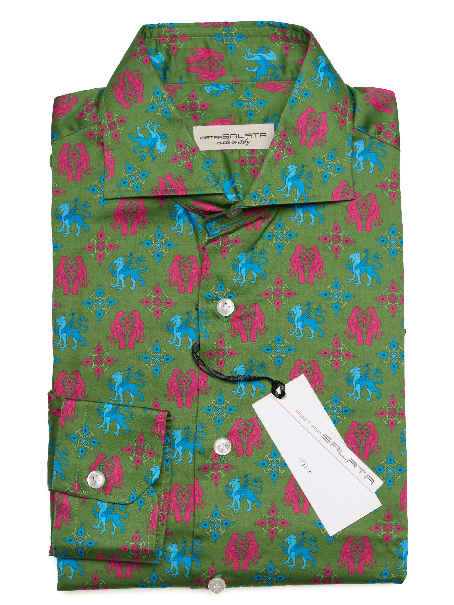 PIETRA SALATA Green Pattern Cotton Shirt