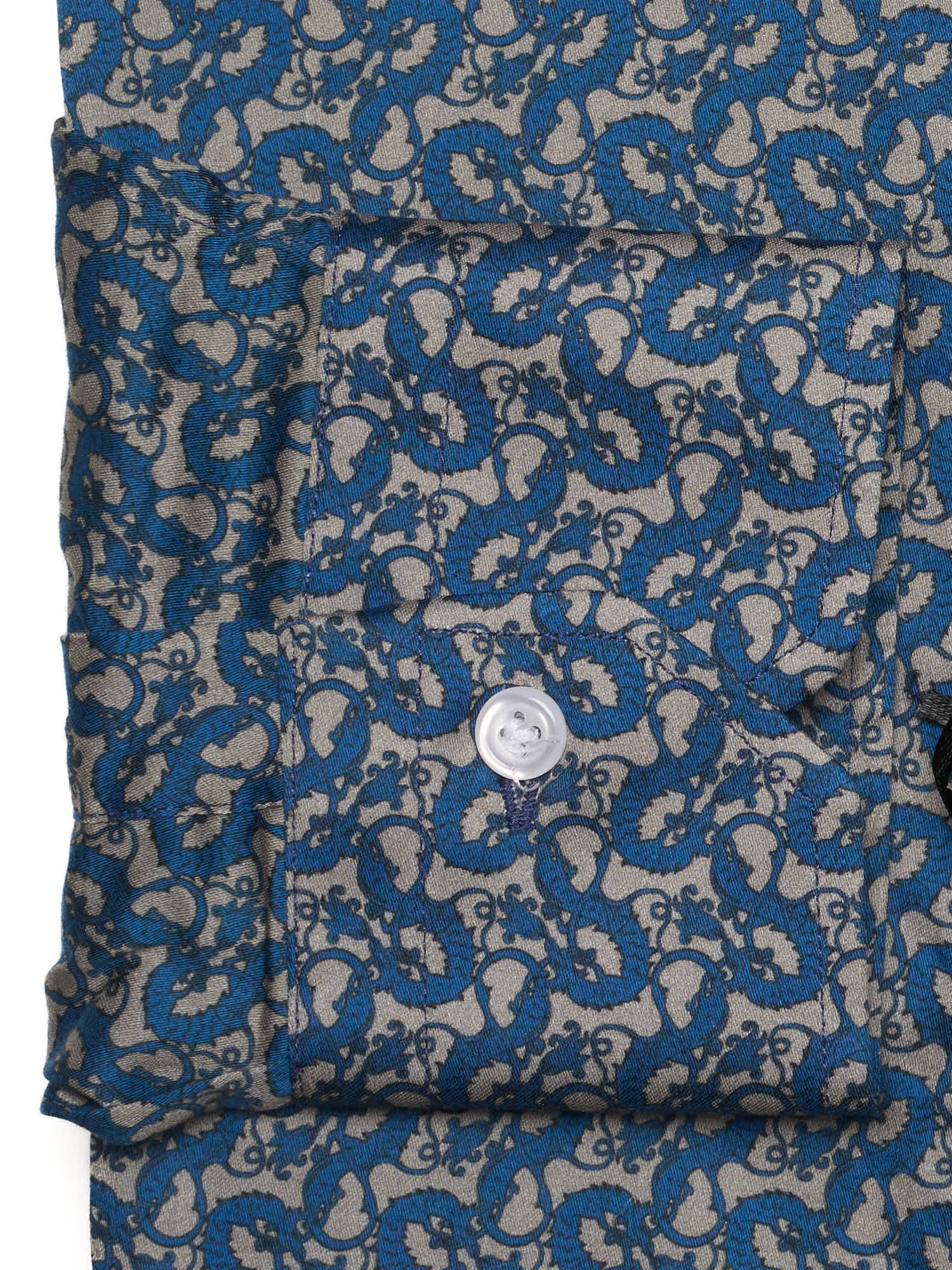 PIETRA SALATA Grey-Blue Dragons Cotton Spread Collar Shirt