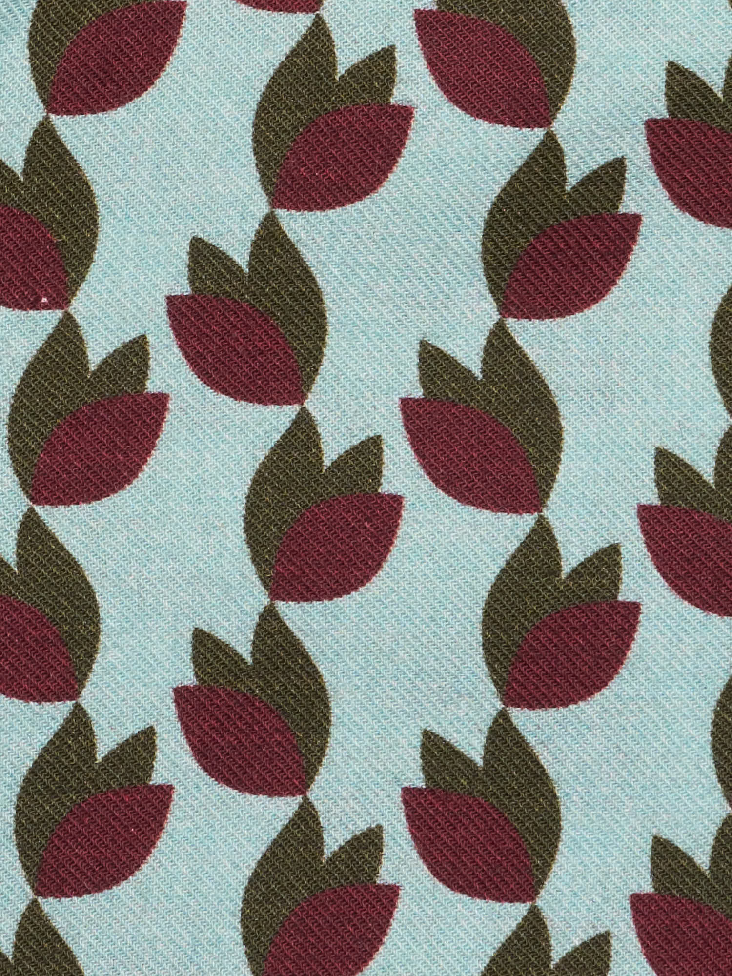 PIETRA SALATA Light Blue Floral Leaves Pattern Viscose-Cotton Shirt