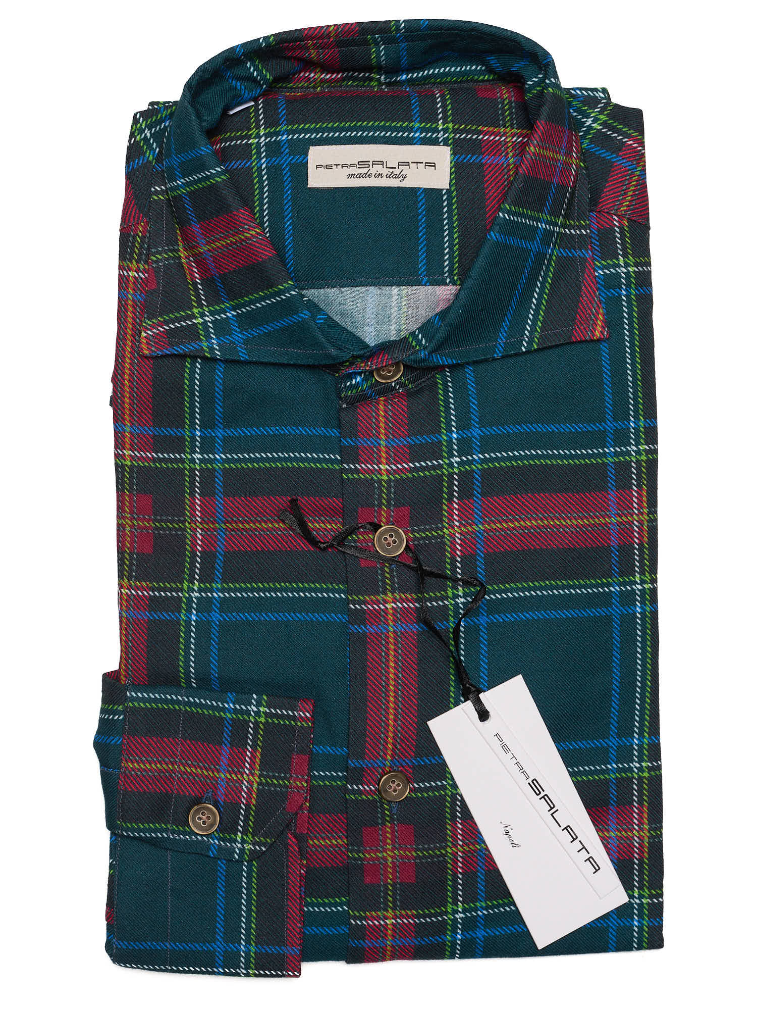 PIETRA SALATA Multicolor Plaid Twill Spread Collar Shirt