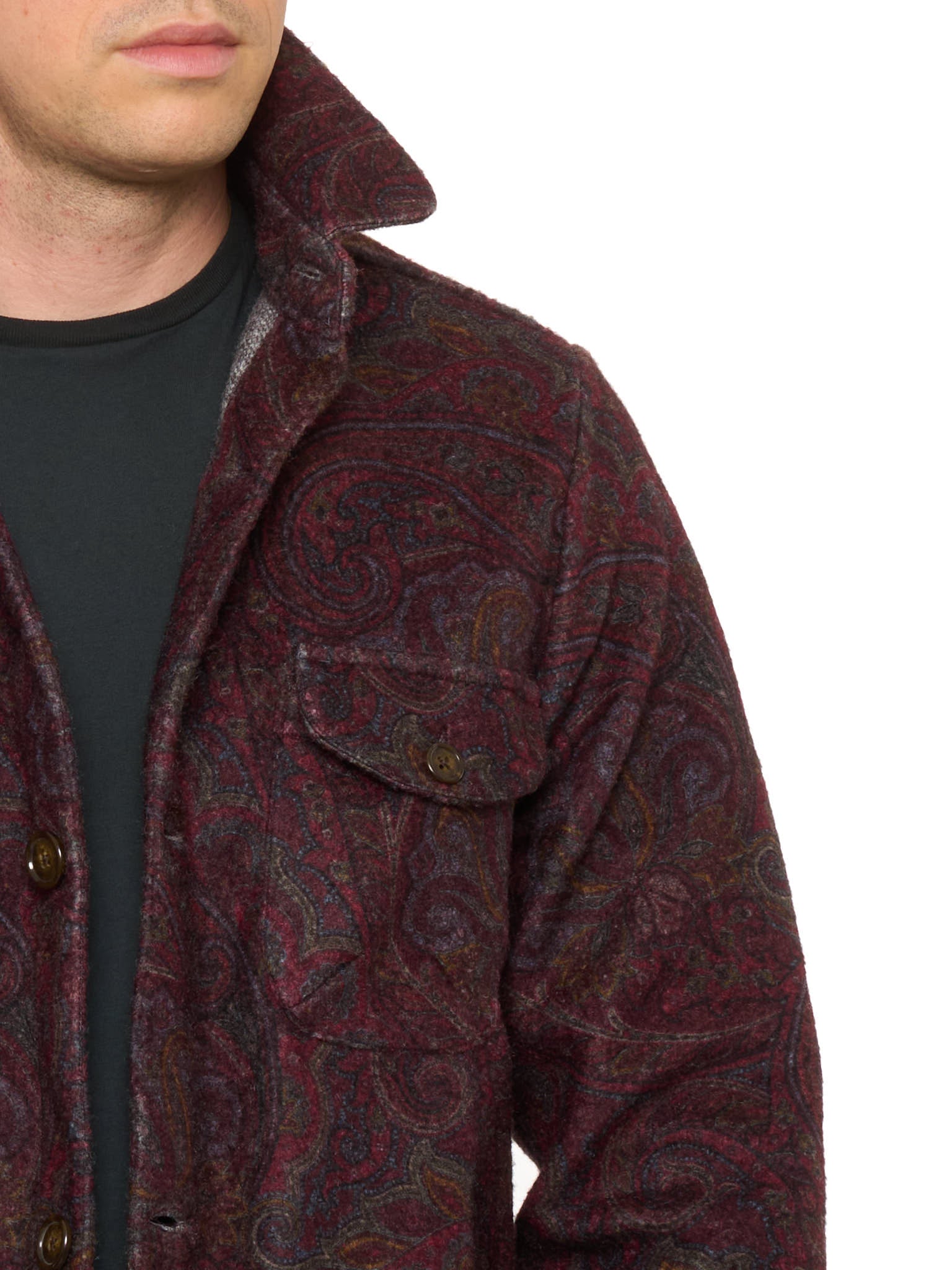 PIETRA SALATA Napoli Beetroot Paisley Safari Jacket Overshirt NEW