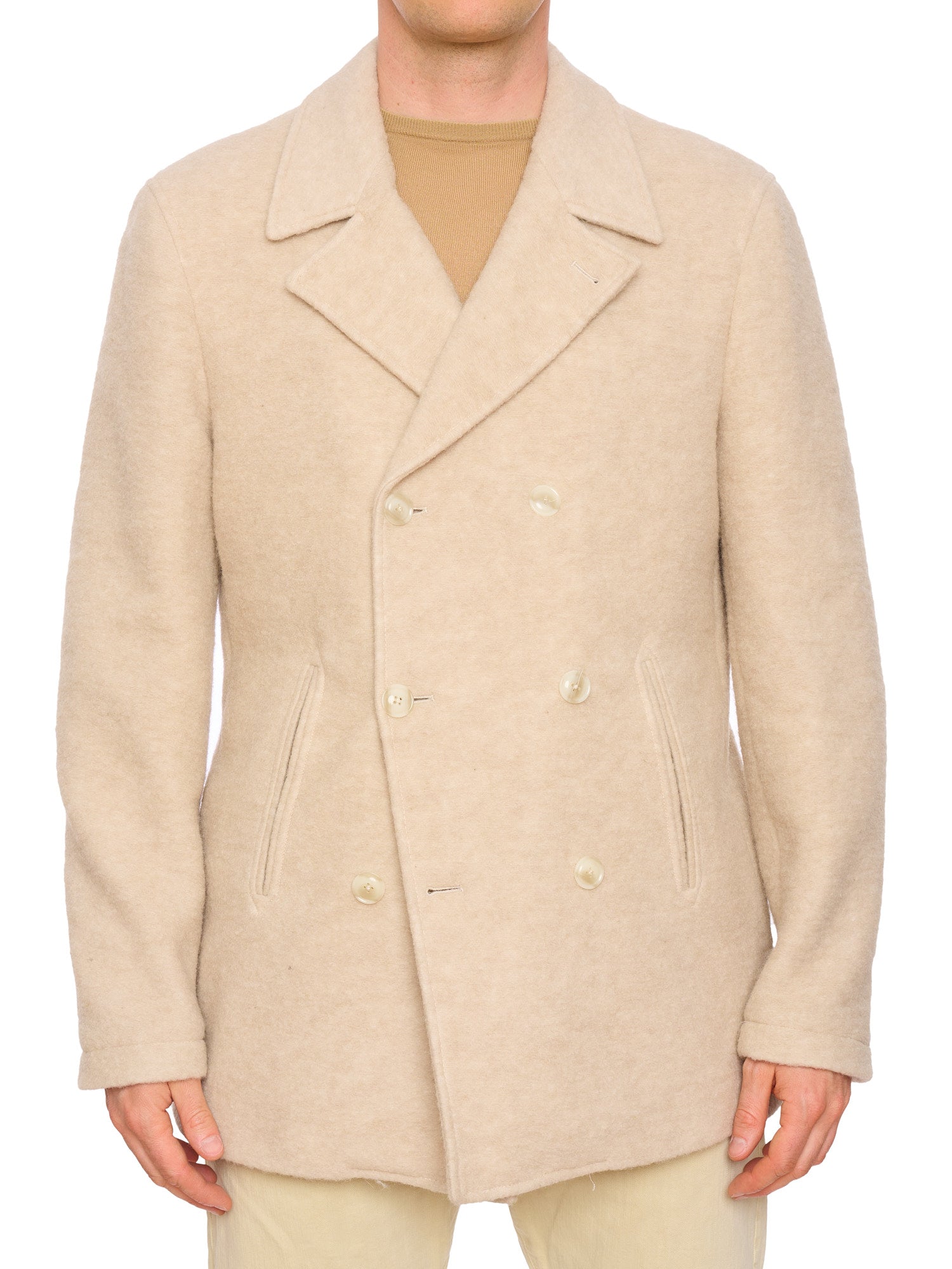 PIETRA SALATA Napoli Beige Navajo Lining Peacot Jacket NEW