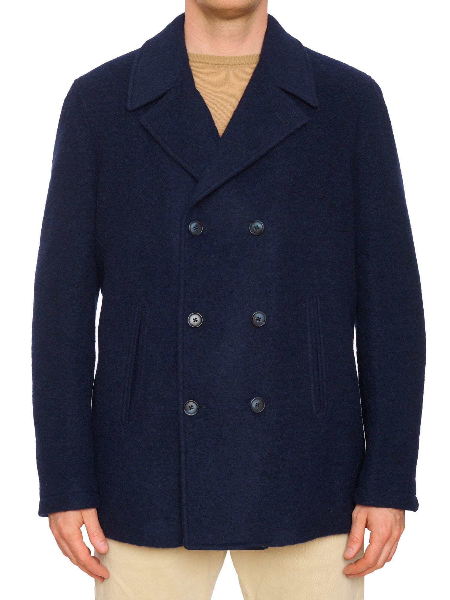 PIETRA SALATA Napoli Blue Navajo Lining Peacot Jacket Lana Cotta