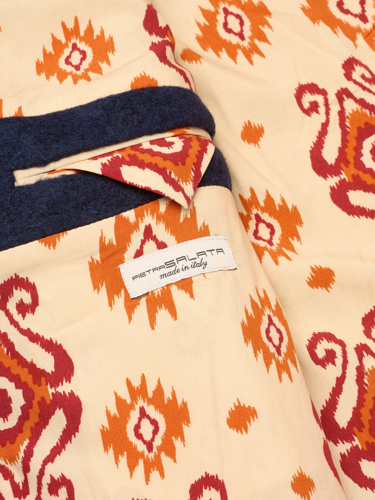 PIETRA SALATA Napoli Blue Navajo Lining Peacot Jacket Lana Cotta