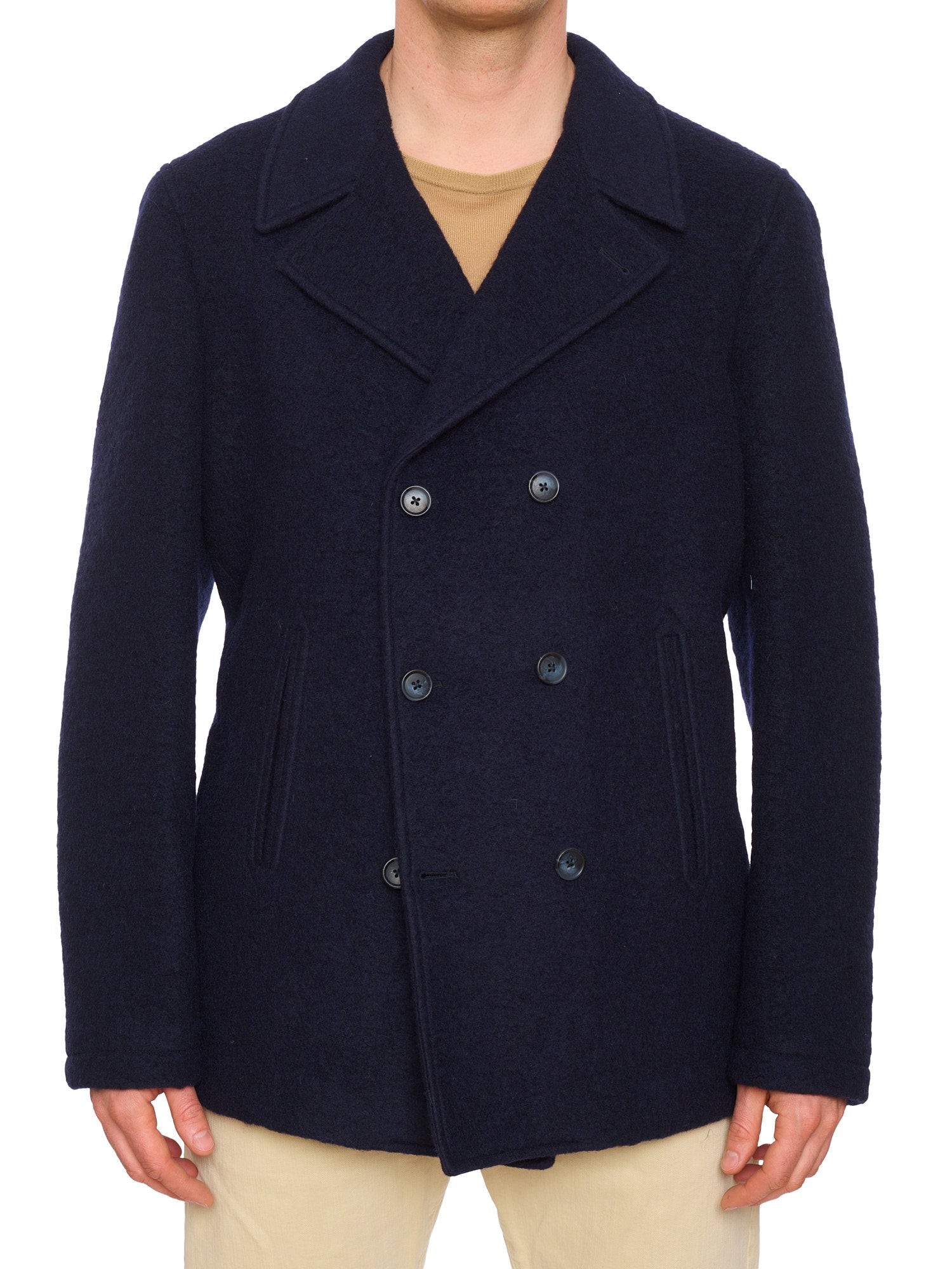 PIETRA SALATA Napoli Blue Peacot In Lana Cotta Wool Polyester Jacket NEW