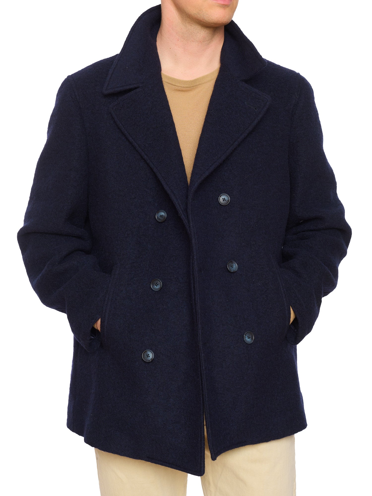 PIETRA SALATA Napoli Blue Peacot In Lana Cotta Wool Polyester Jacket NEW