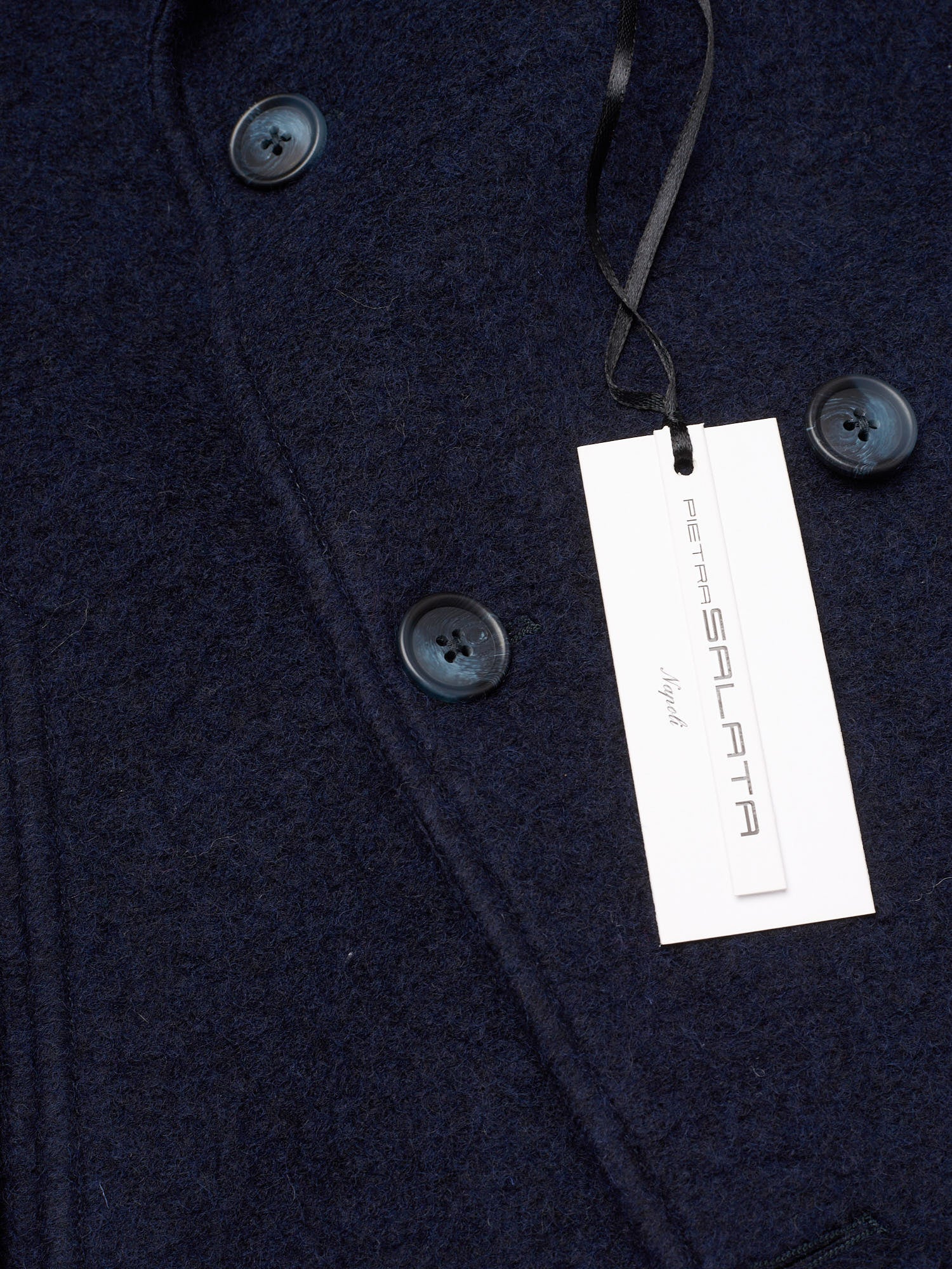 PIETRA SALATA Napoli Blue Peacot In Lana Cotta Wool Polyester Jacket NEW