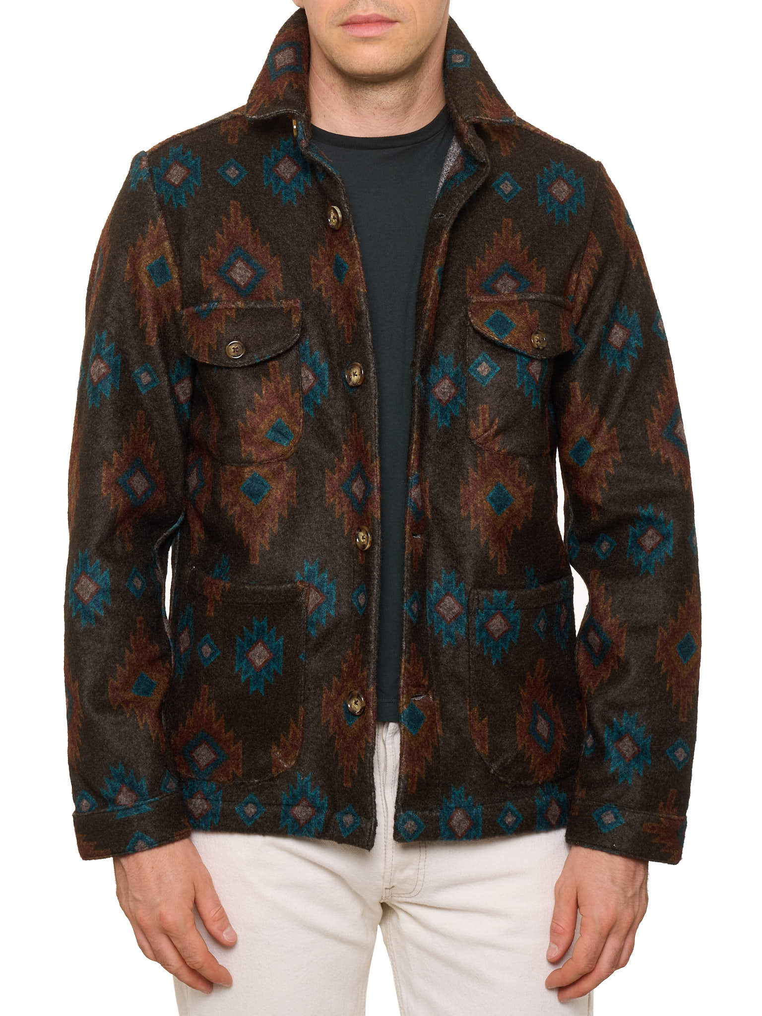PIETRA SALATA Napoli Southwestern Navajo Geometric Pattern Jacket Overshirt