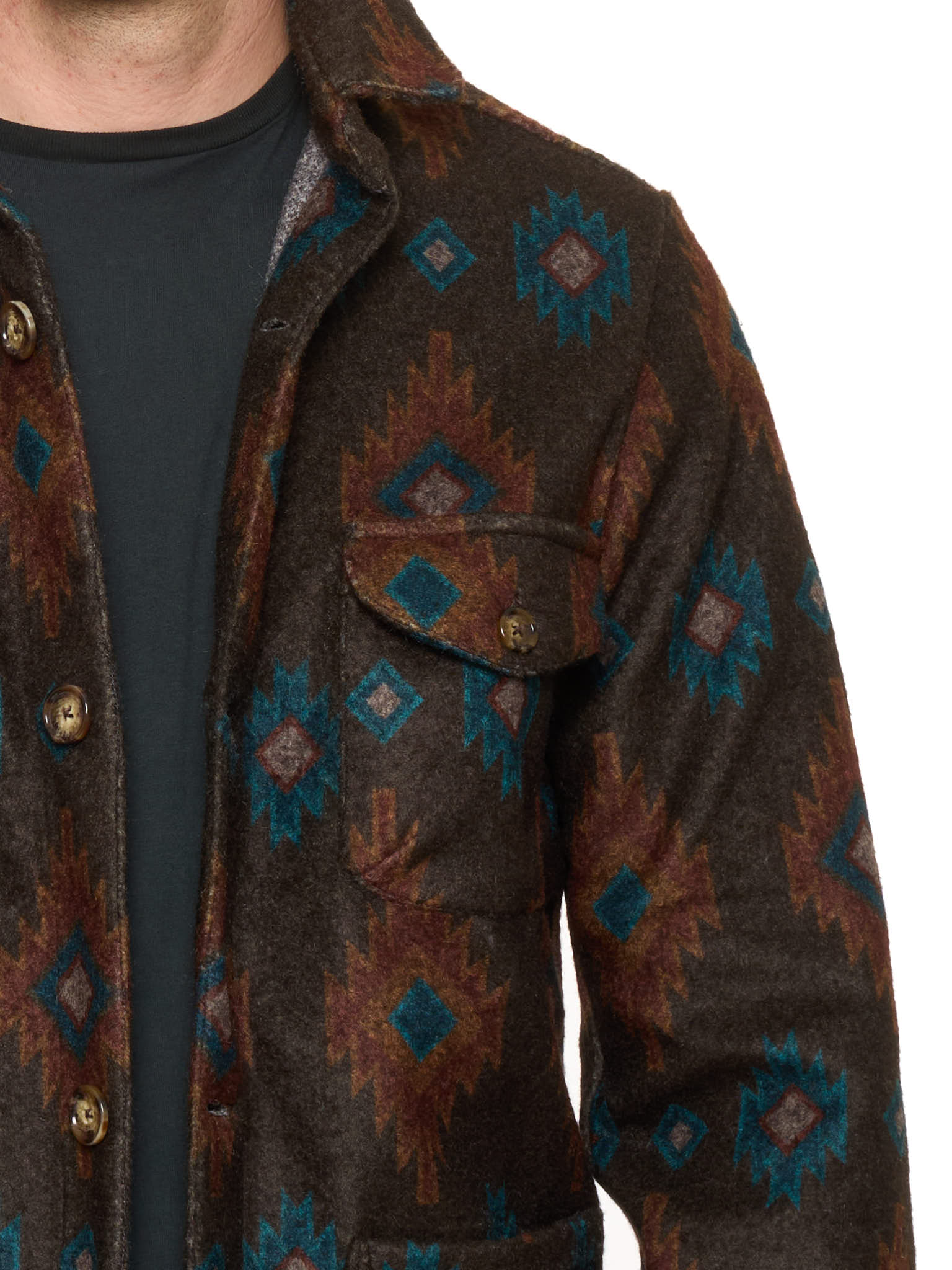 PIETRA SALATA Napoli Southwestern Navajo Geometric Pattern Jacket Overshirt