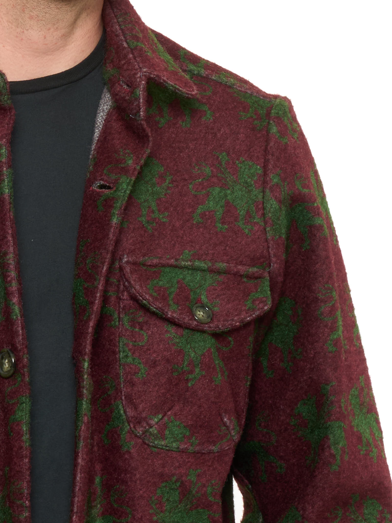 PIETRA SALATA Napoli Burgundy-Green Jacket Overshirt NEW XL