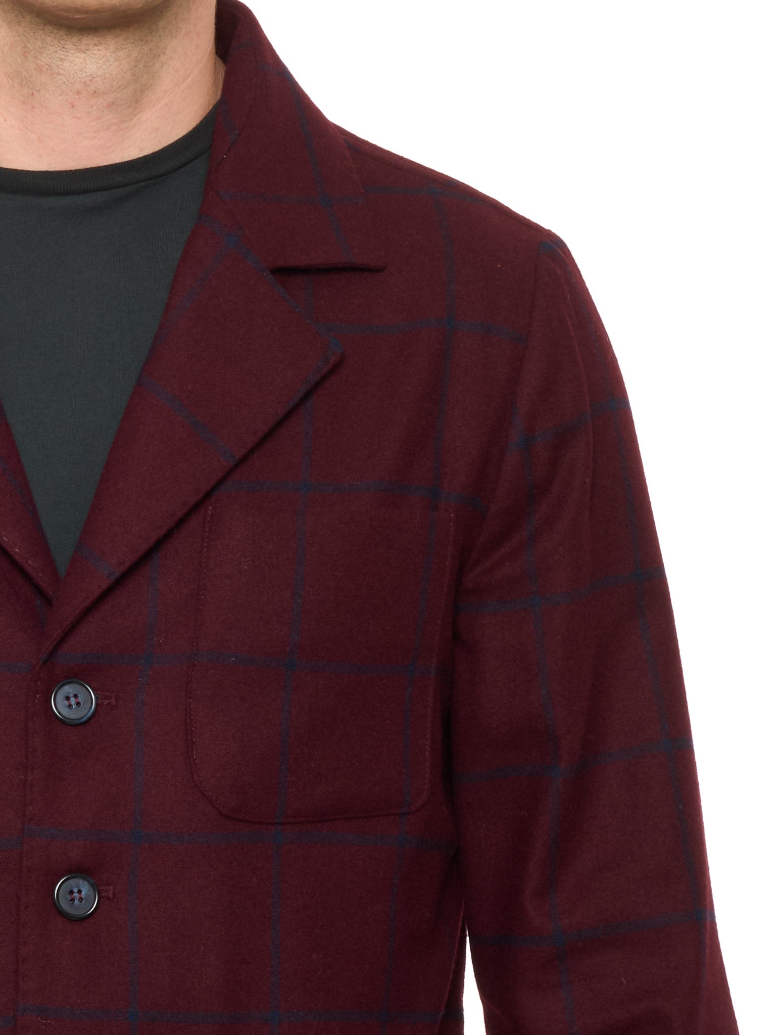 PIETRA SALATA Napoli Burgundy Plaid Wool Blend Stretch Jacket NEW