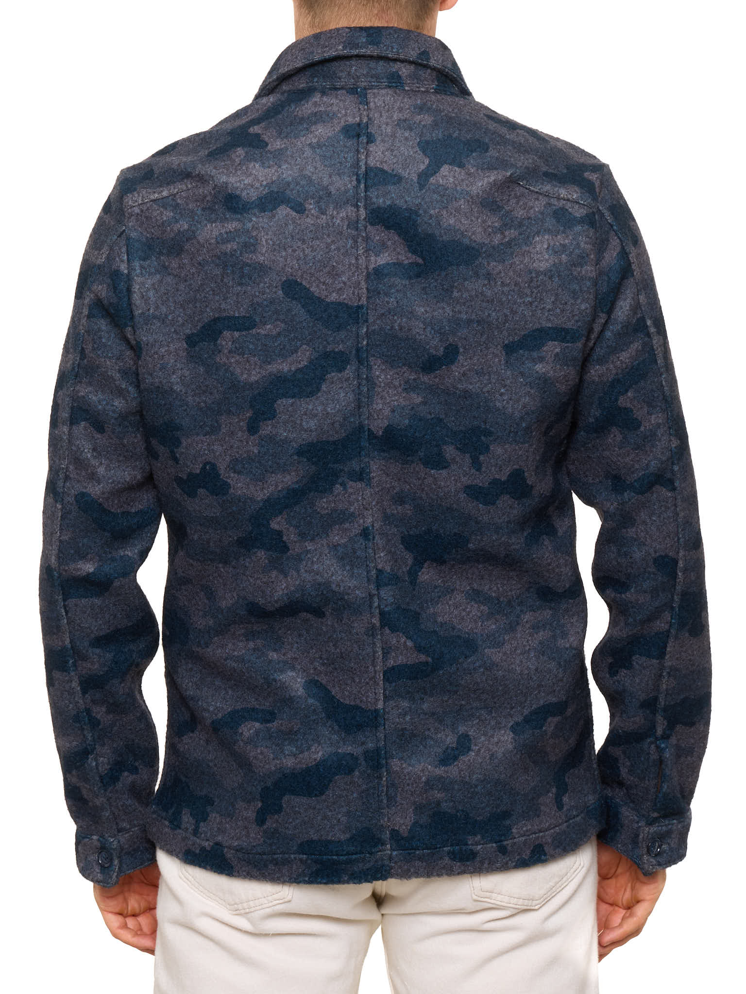 PIETRA SALATA Gray-Blue Camo Pattern Jacket Overshirt NEW