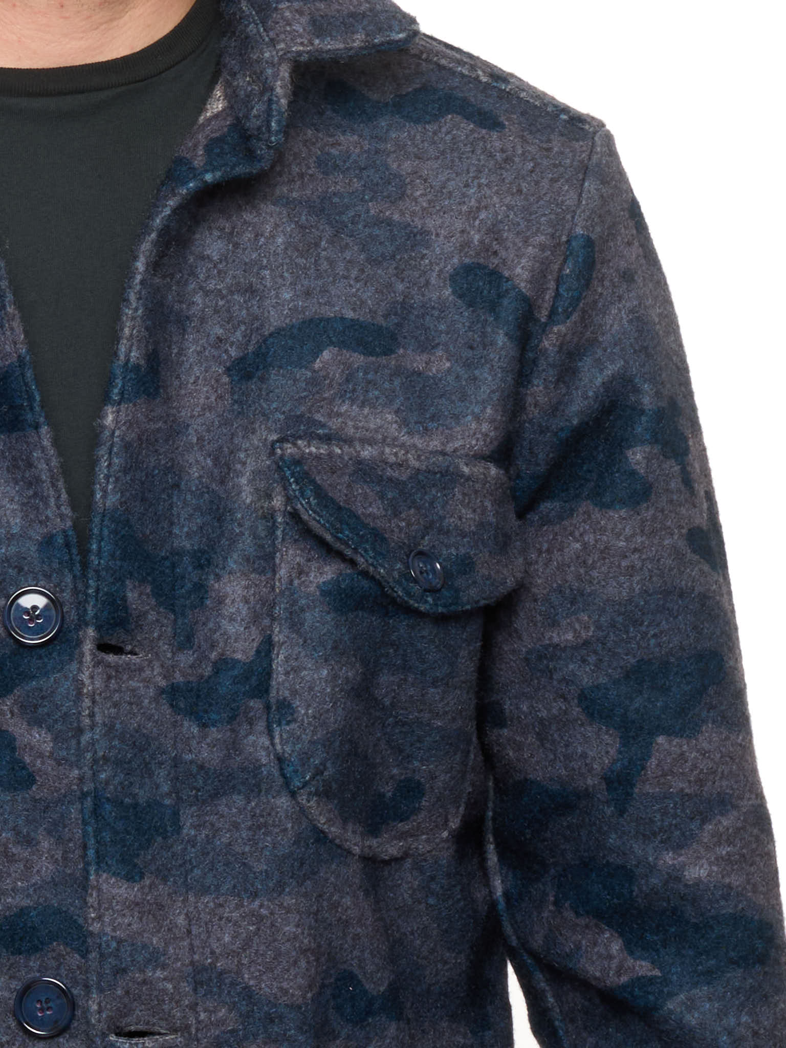 PIETRA SALATA Gray-Blue Camo Pattern Jacket Overshirt NEW
