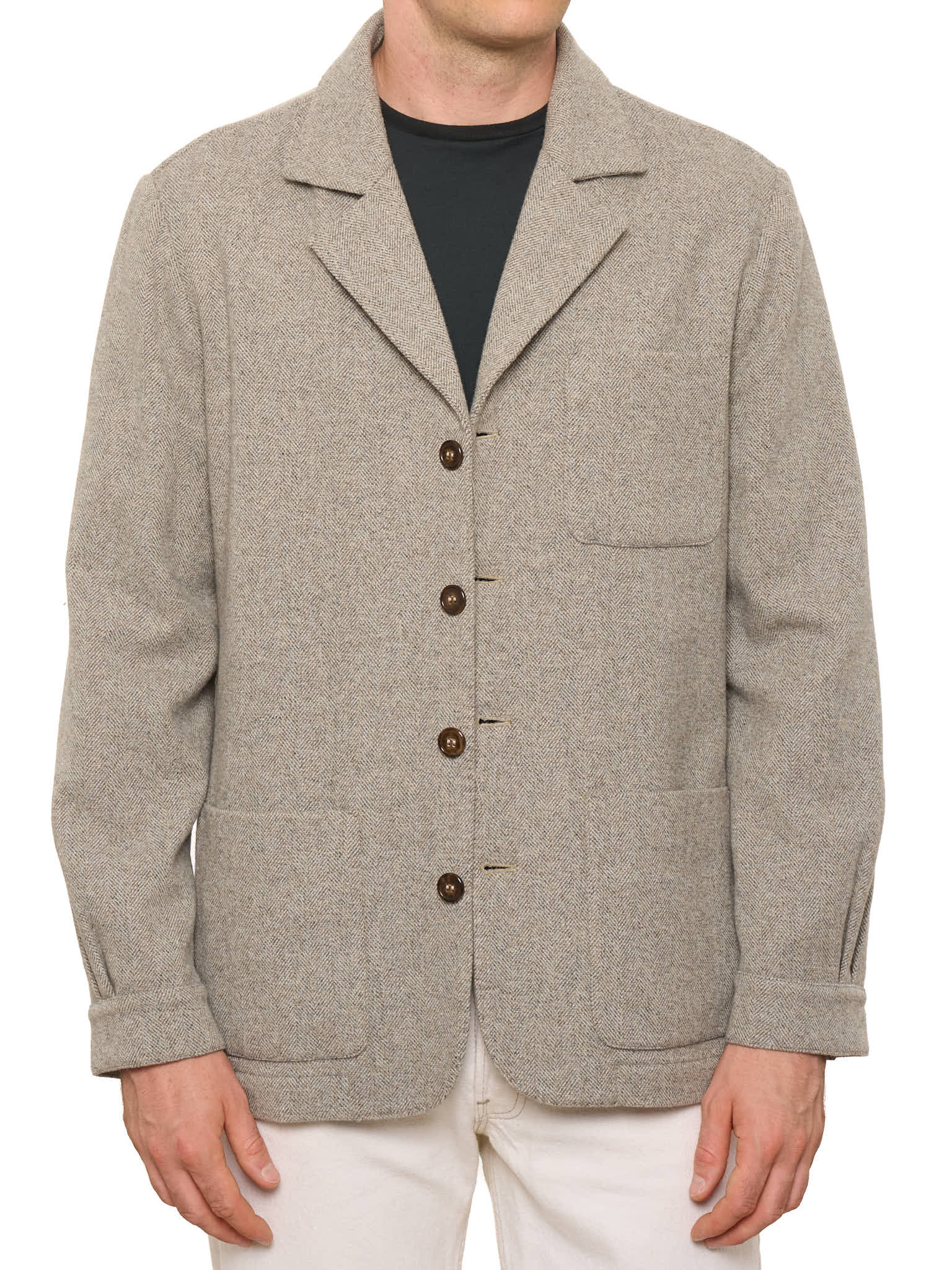 PIETRA SALATA Napoli Gray Herringbone Wool-Cashmere Jacket NEW L