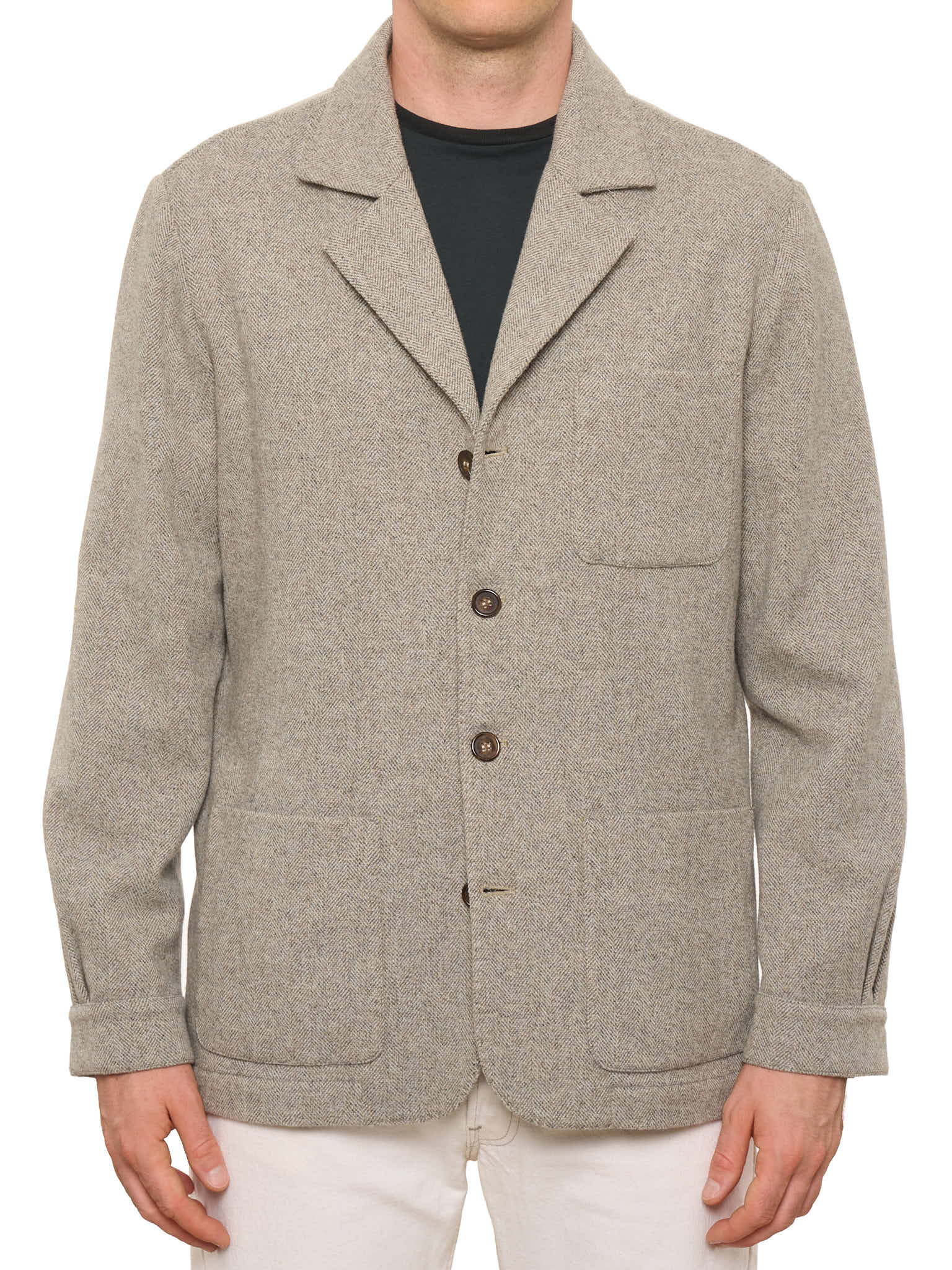 PIETRA SALATA Napoli Gray Herringbone Wool-Cashmere Jacket NEW L