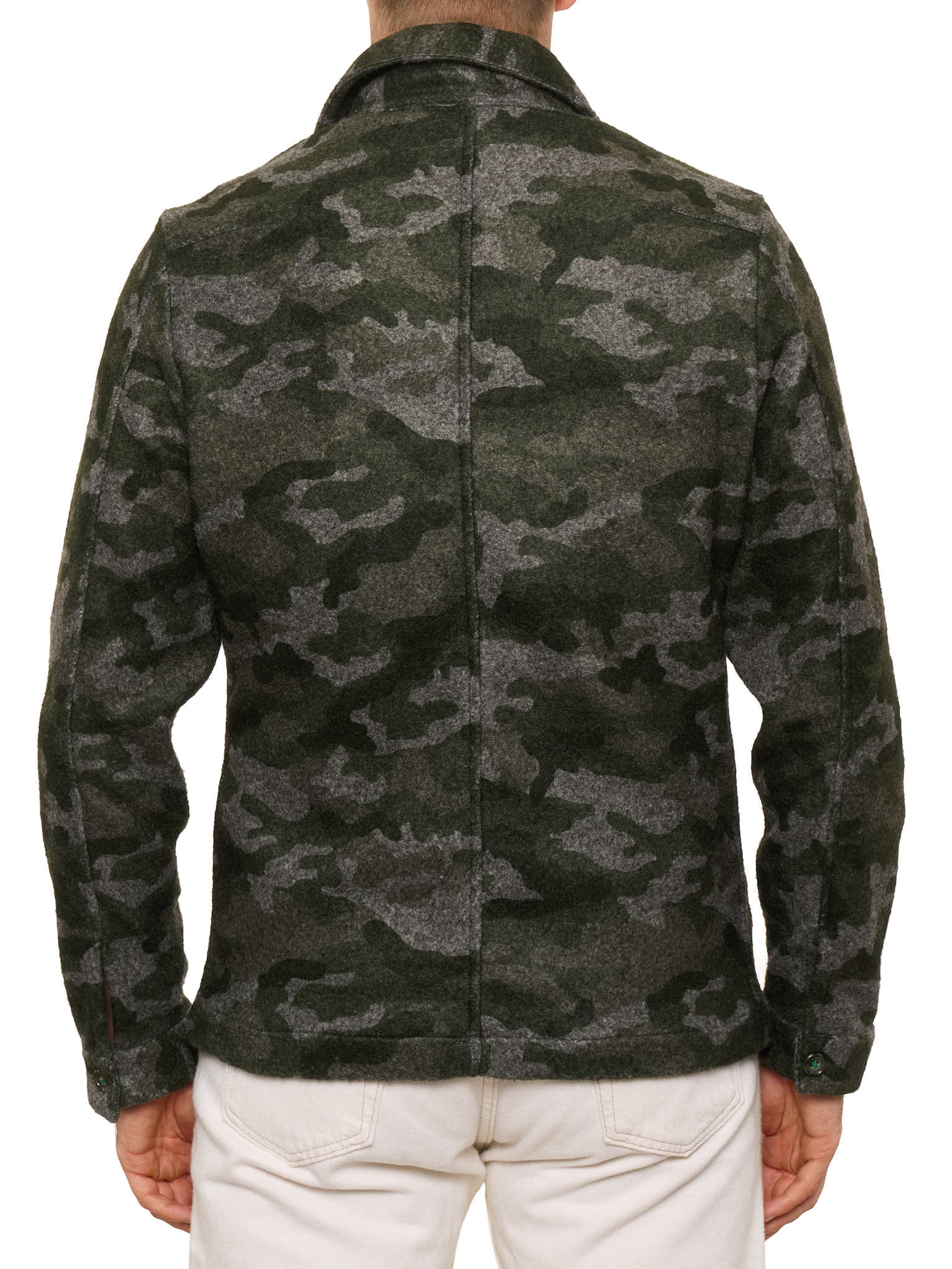 PIETRA SALATA Napoli Green-Gray Camo Safari Jacket Overshirt NEW