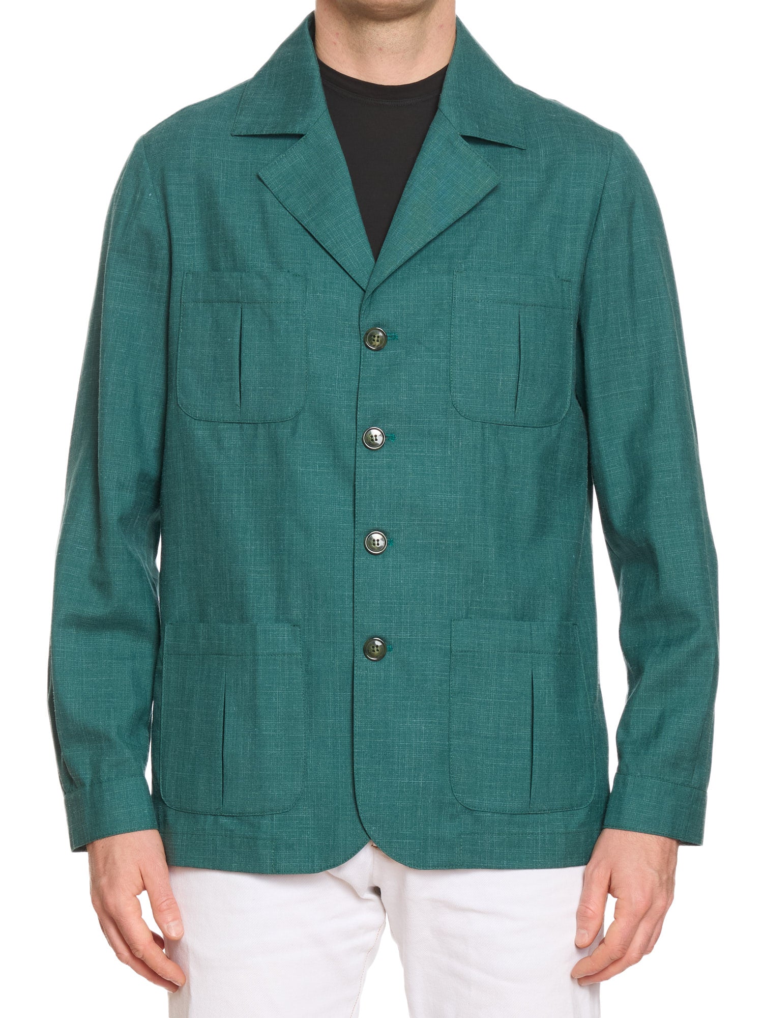 PIETRA SALATA Napoli Green Drago Wool-Silk-Linen Ultralight Jacket