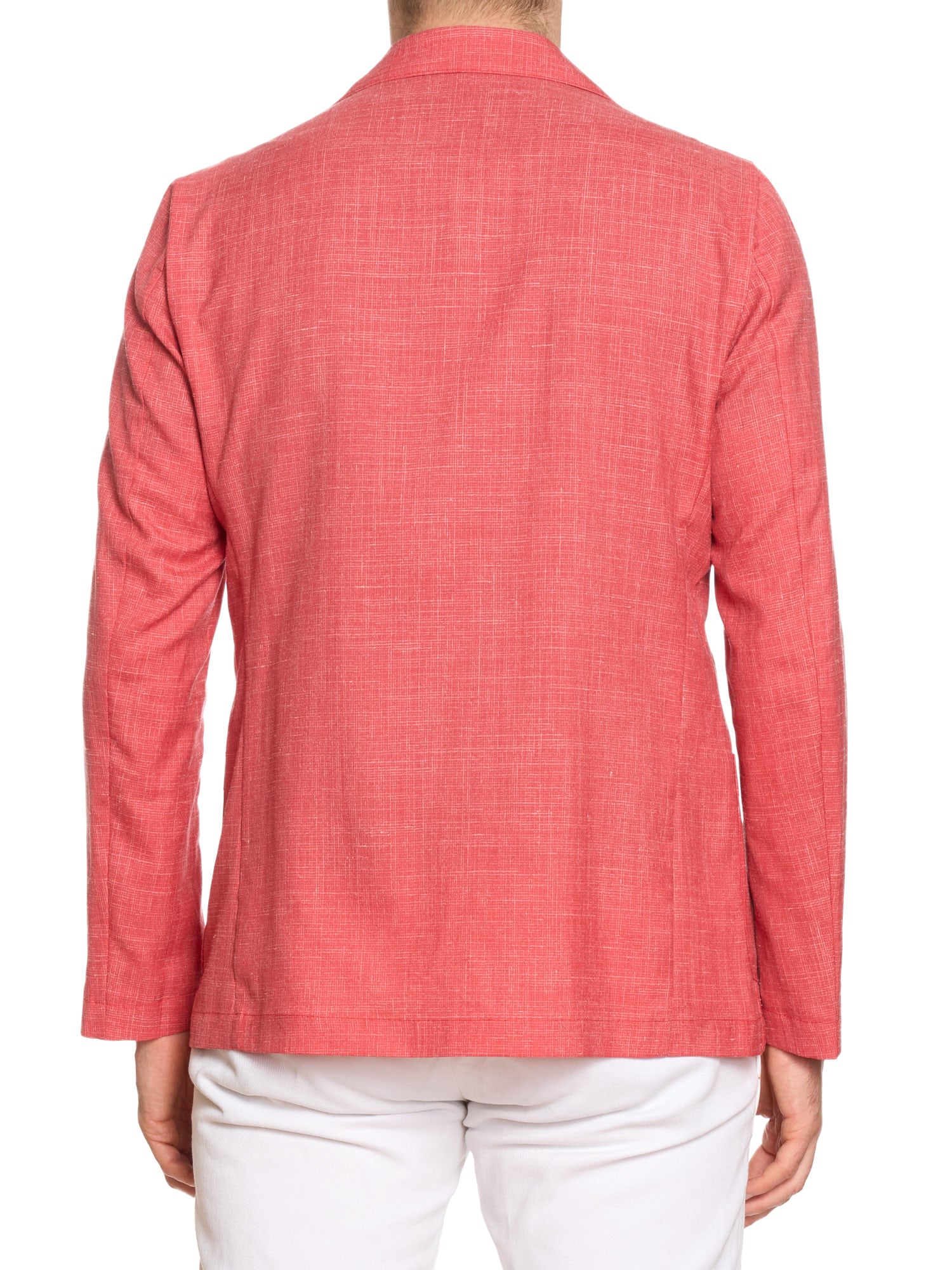PIETRA SALATA Napoli Coral-Red Jacket Drago Wool-Silk-Linen Ultralight Jacket Blazer