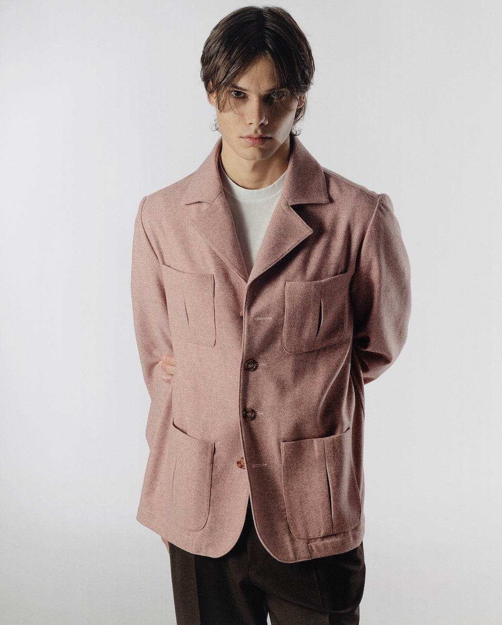 PIETRA SALATA Napoli "John" Pink Wool Travel Jacket Car Coat NEW Slim