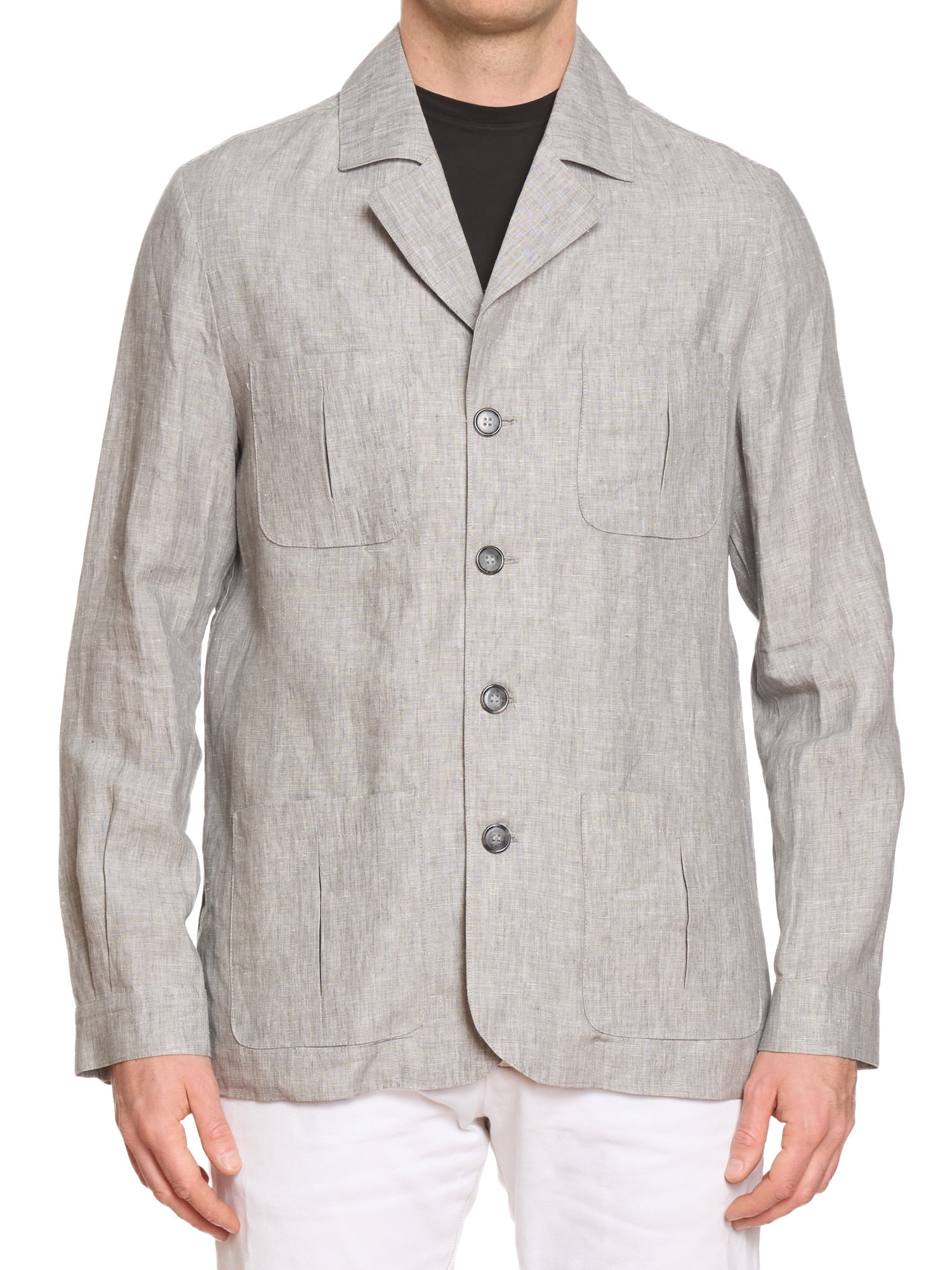 PIETRA SALATA Napoli "John Jacket" Heather Gray Melange Linen Jacket