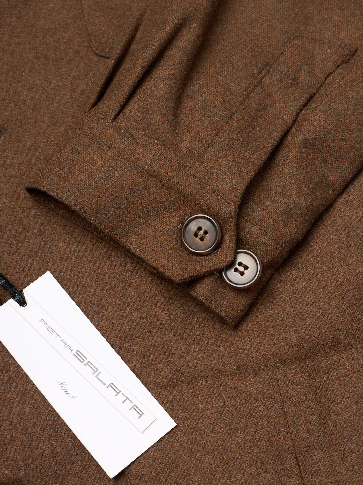 PIETRA SALATA Napoli "John" Brown Wool Travel Jacket Car Coat NEW XL Slim