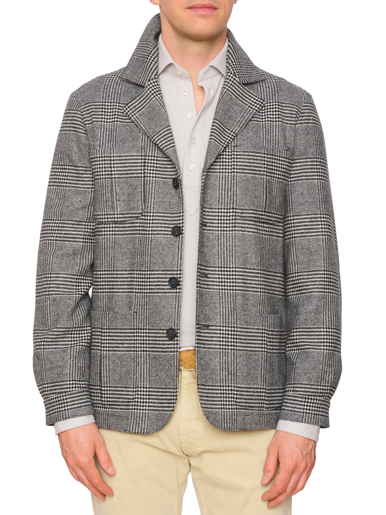 PIETRA SALATA Napoli "John" Gray Prince of Wales Wool Blend Jacket NEW Slim