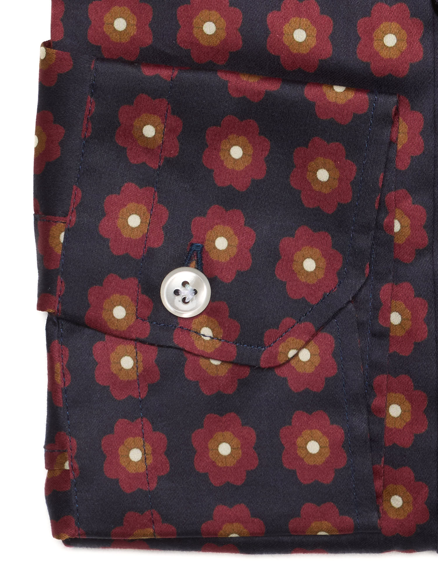 PIETRA SALATA Navy Blue Medallion Cotton Spread Collar Shirt