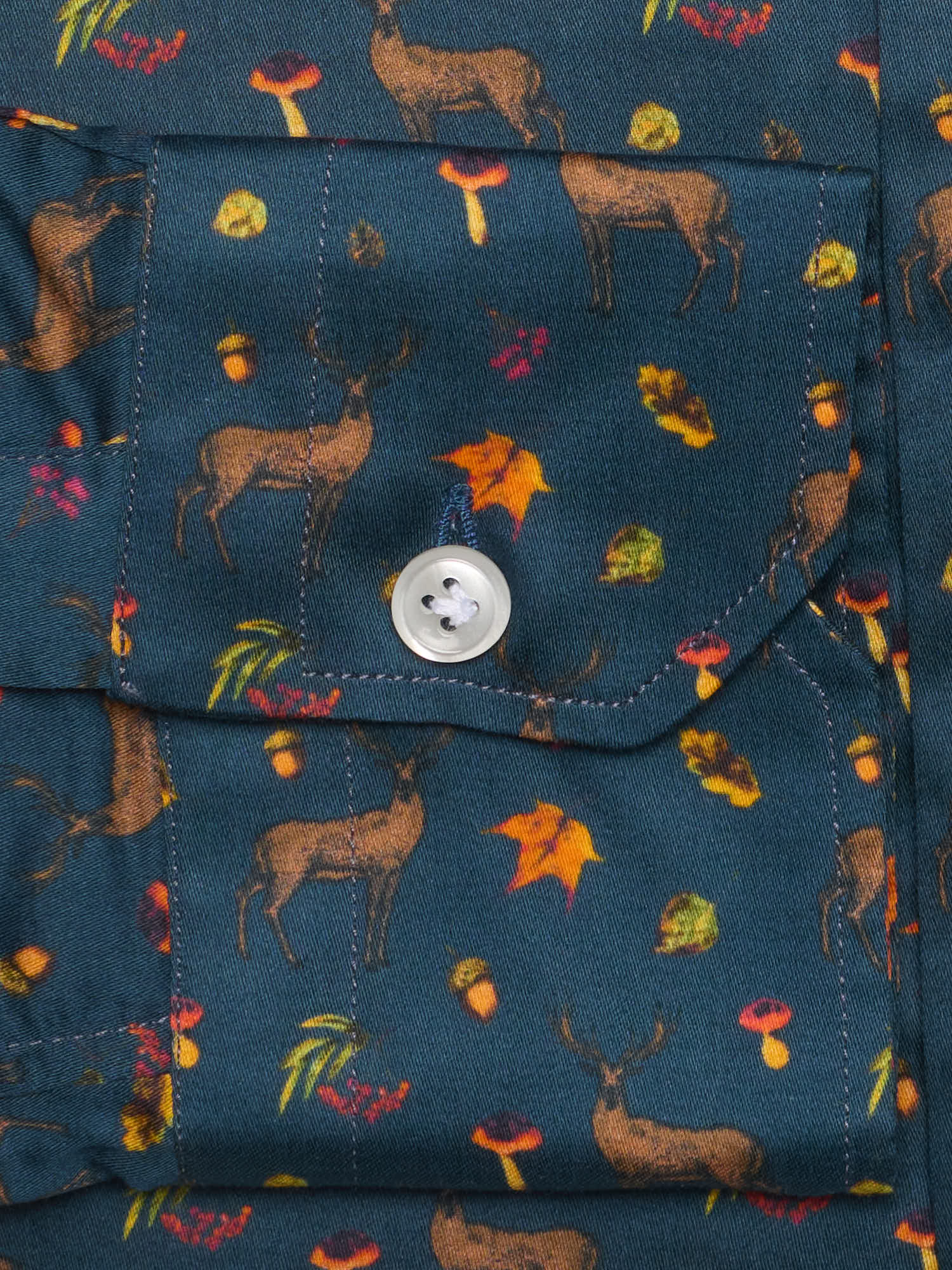 PIETRA SALATA Blue Pattern Cotton Spread Collar Shirt