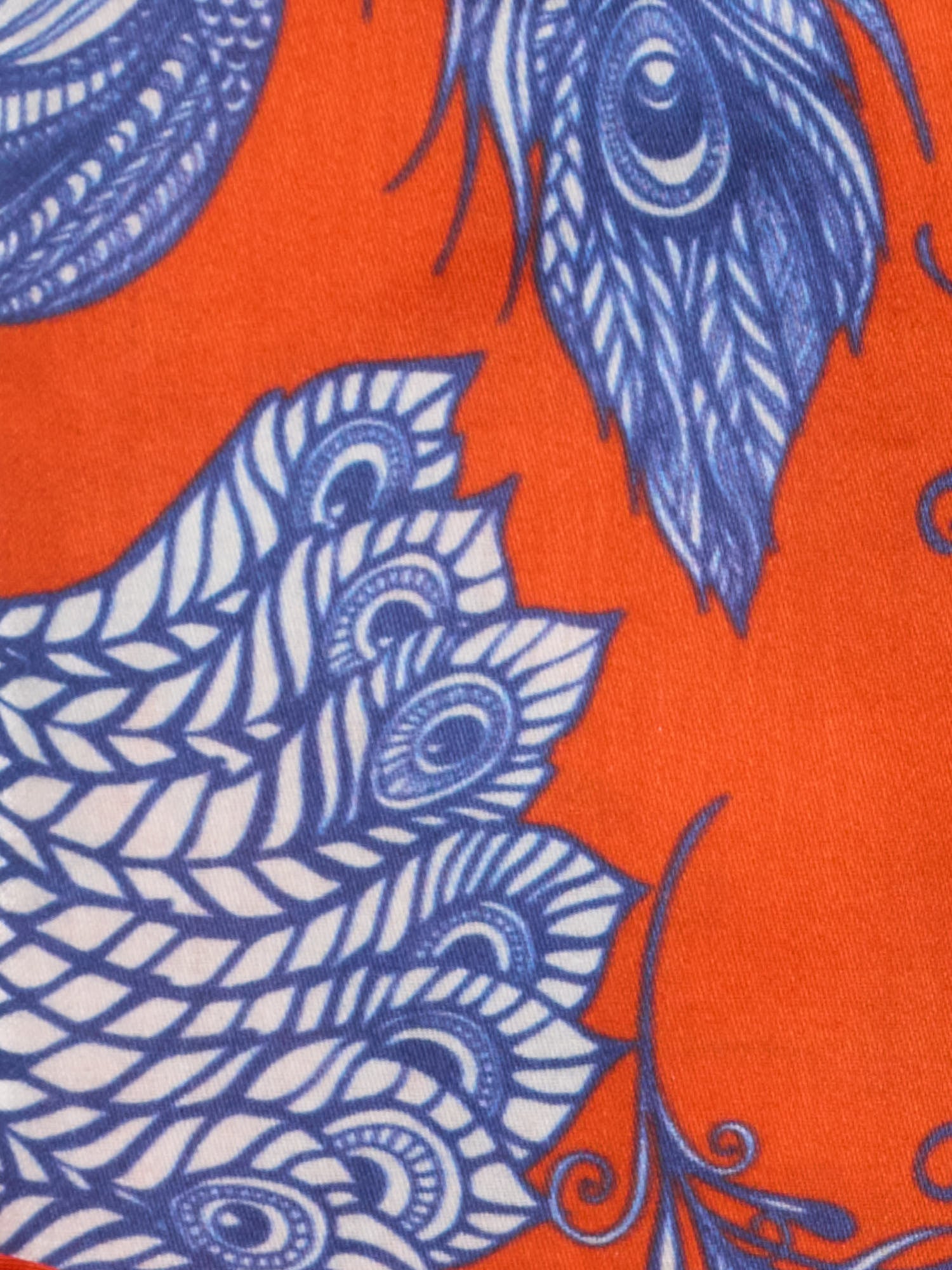 PIETRA SALATA Red-Blue Peacock Pattern Cotton Shirt
