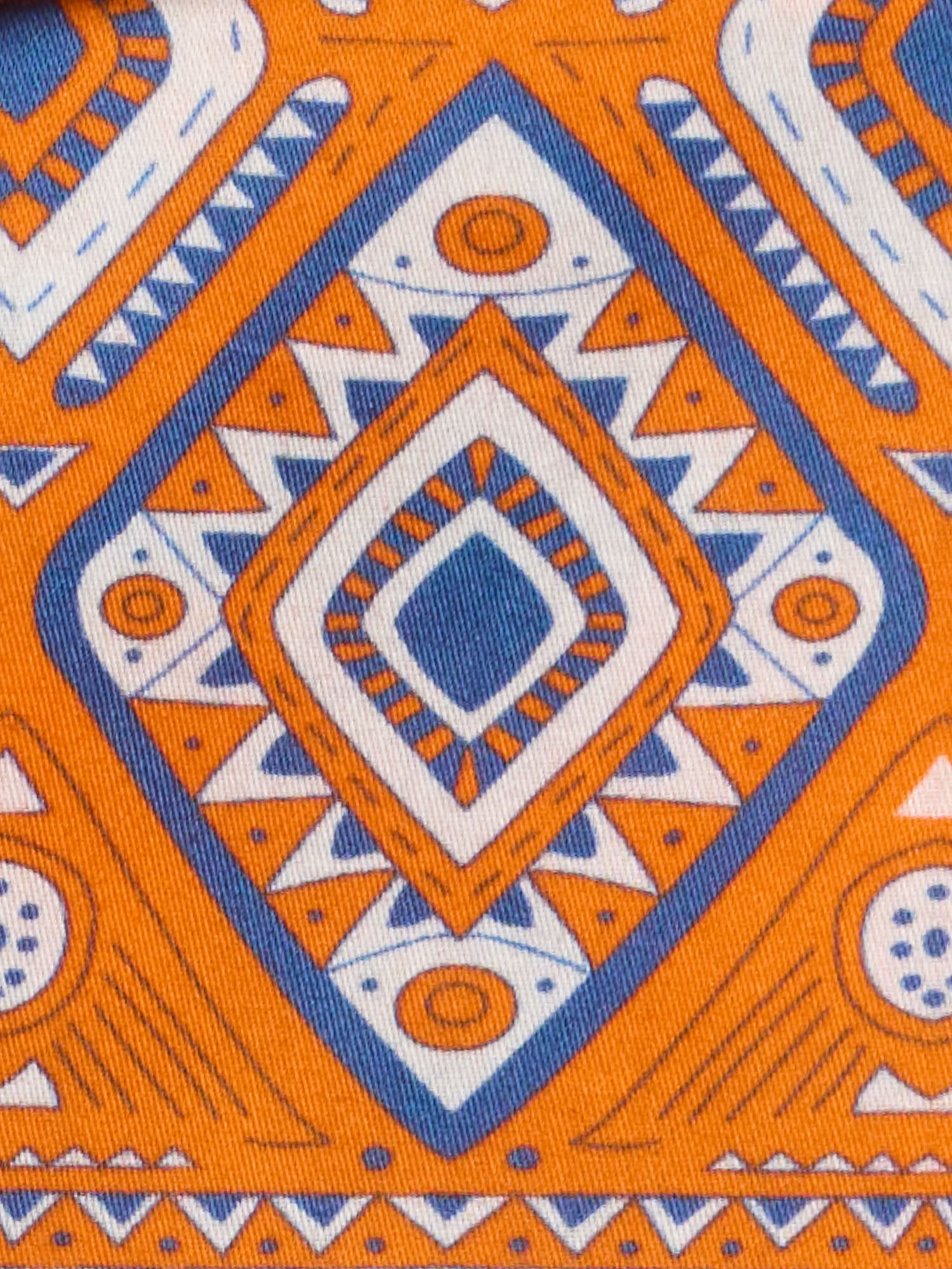 PIETRA SALATA Orange-Blue Pattern Cotton Spread Collar Shirt