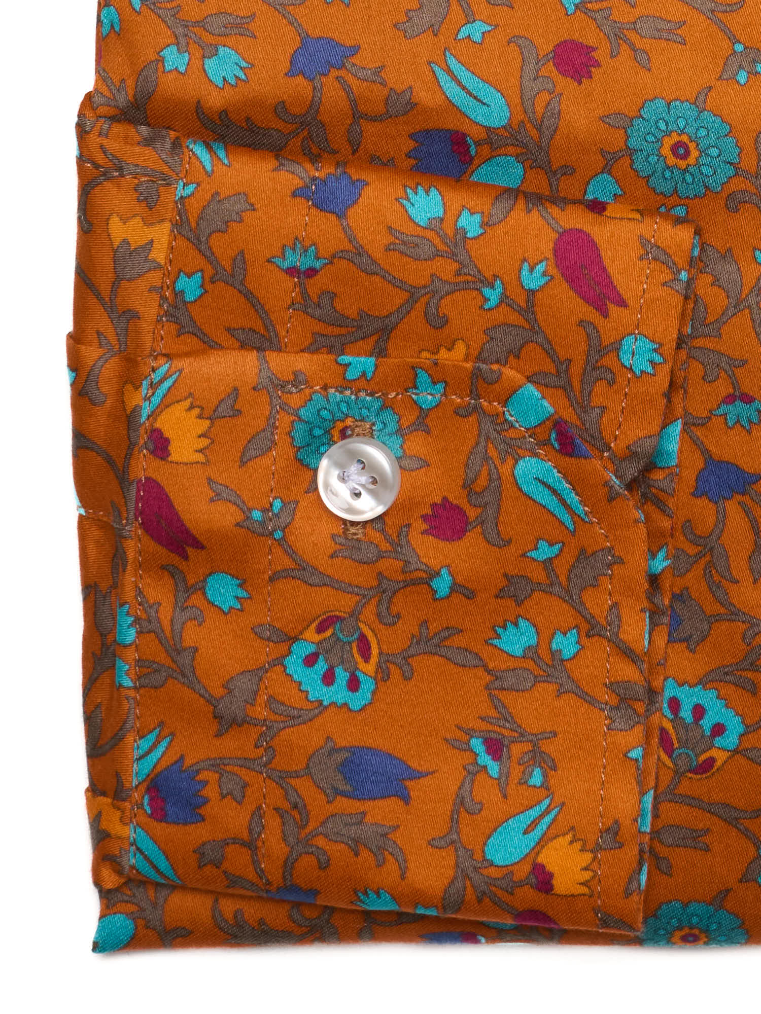 PIETRA SALATA Orange Floral Pattern Cotton Shirt