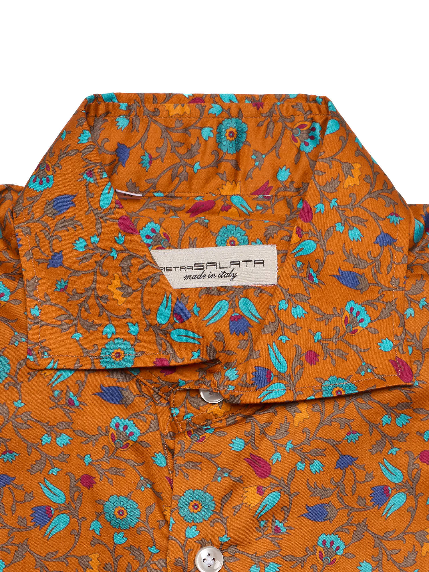PIETRA SALATA Orange Floral Pattern Cotton Shirt