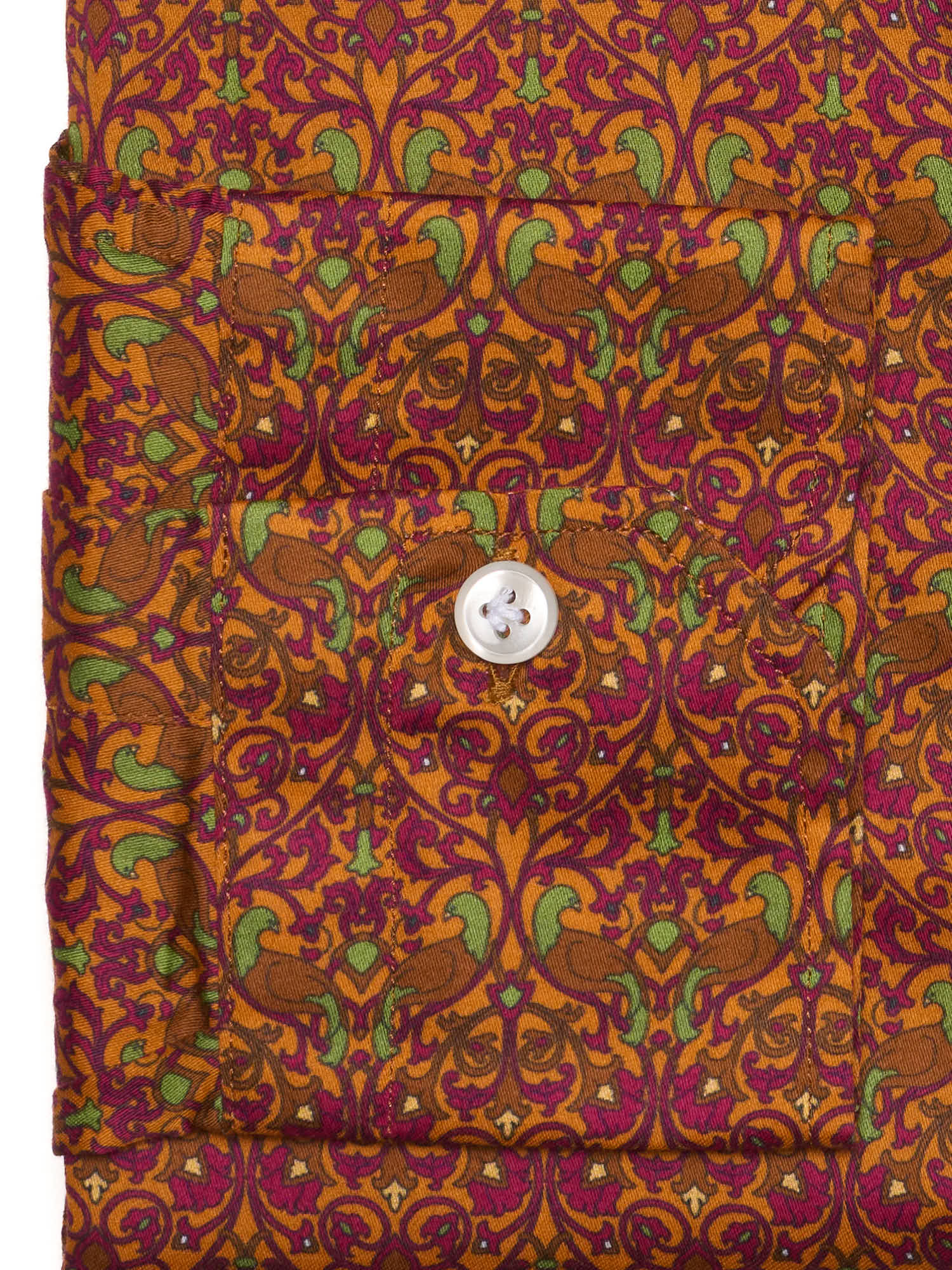 PIETRA SALATA Orange Floral Pattern Cotton Spread Collar Shirt