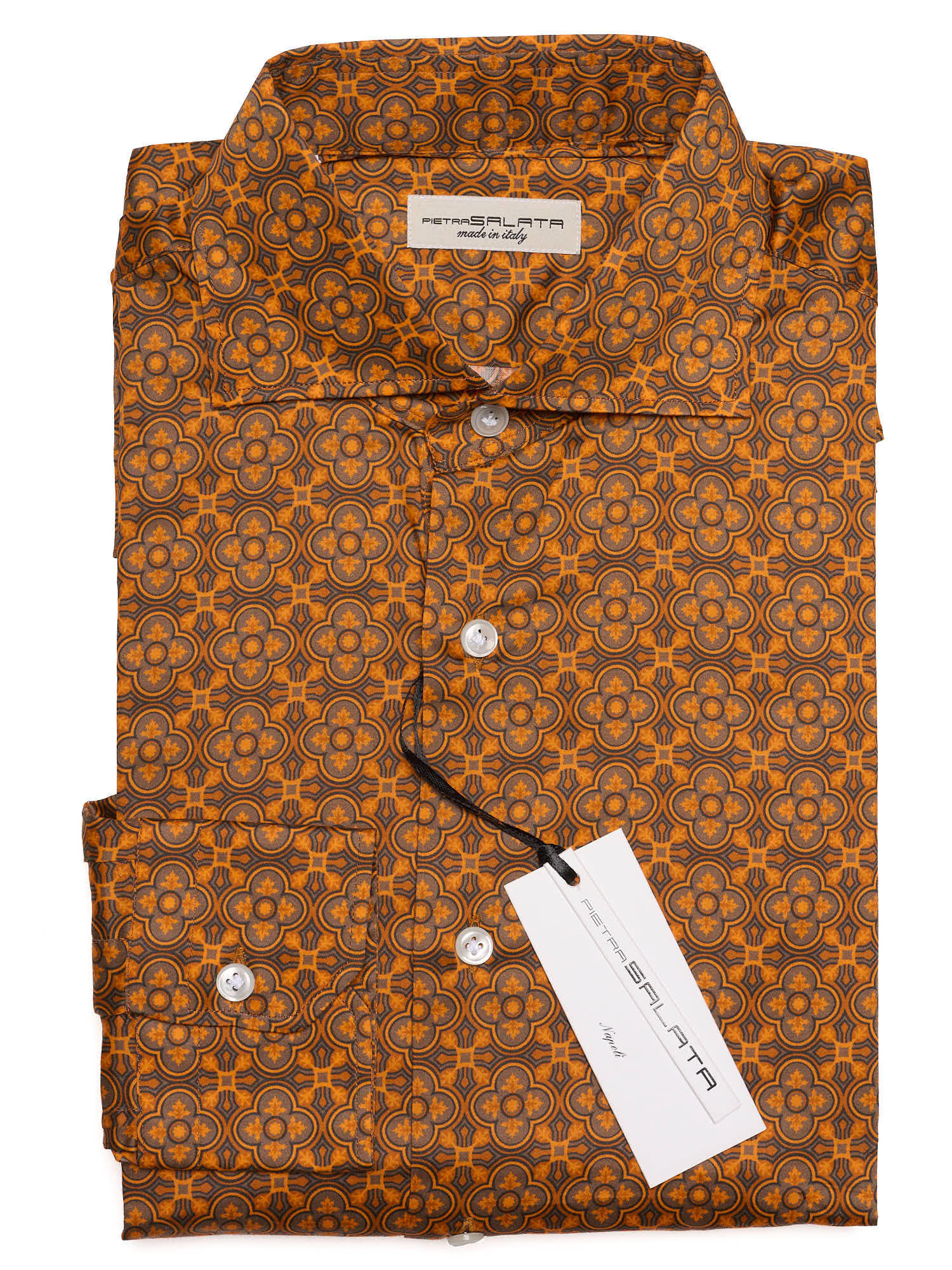PIETRA SALATA Orange Geometric Cotton Shirt