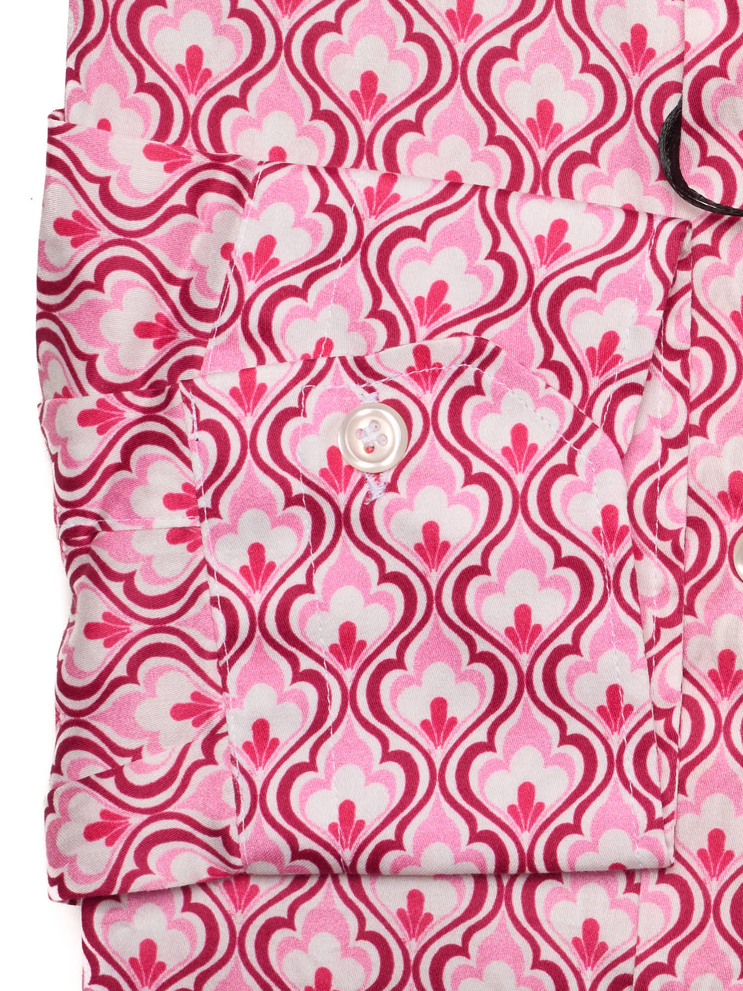PIETRA SALATA Pink-White Pattern Cotton Spread Collar Shirt