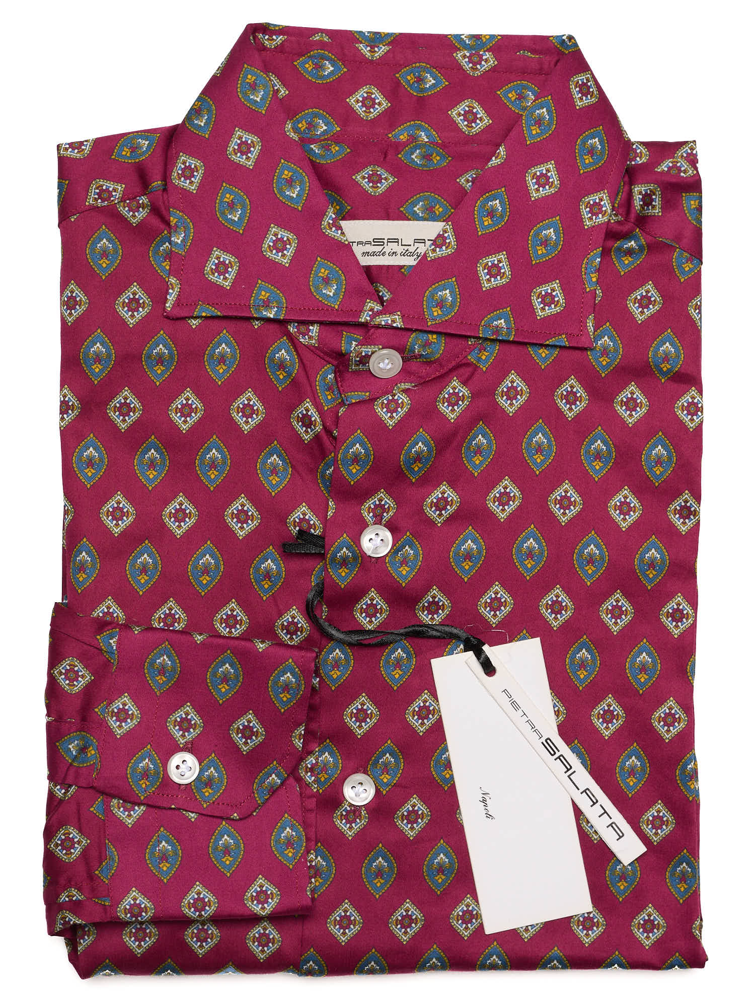 PIETRA SALATA Purple Geometric Pattern Cotton Shirt
