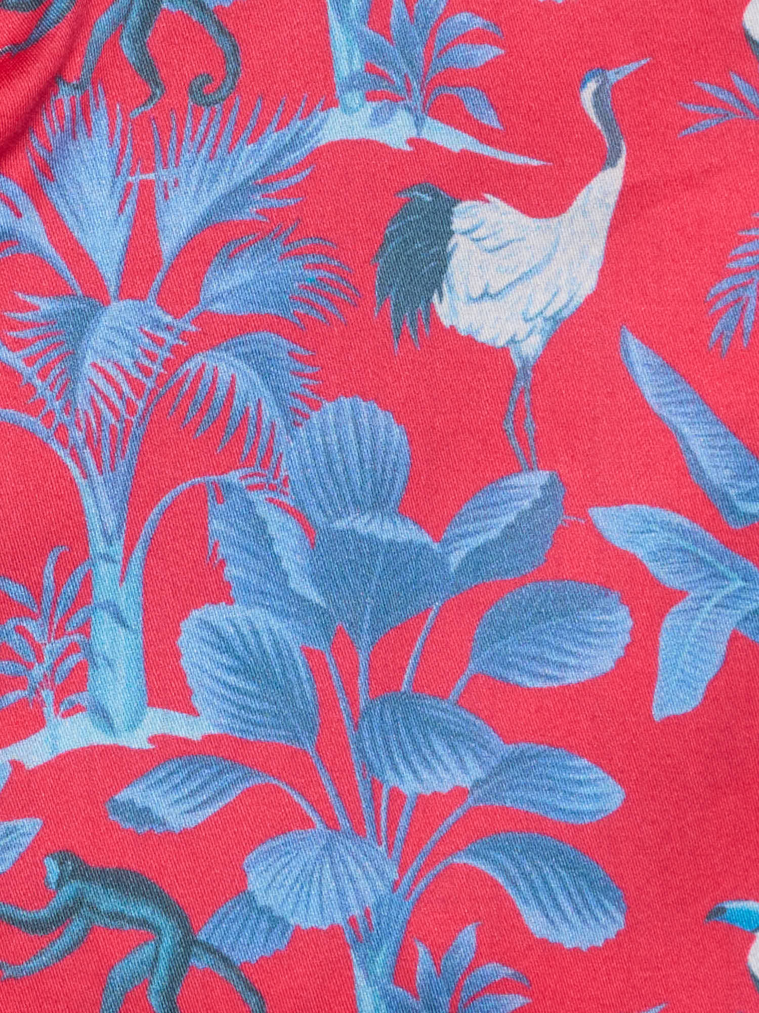 PIETRA SALATA Red-Blue Pattern Cotton Spread Collar Shirt