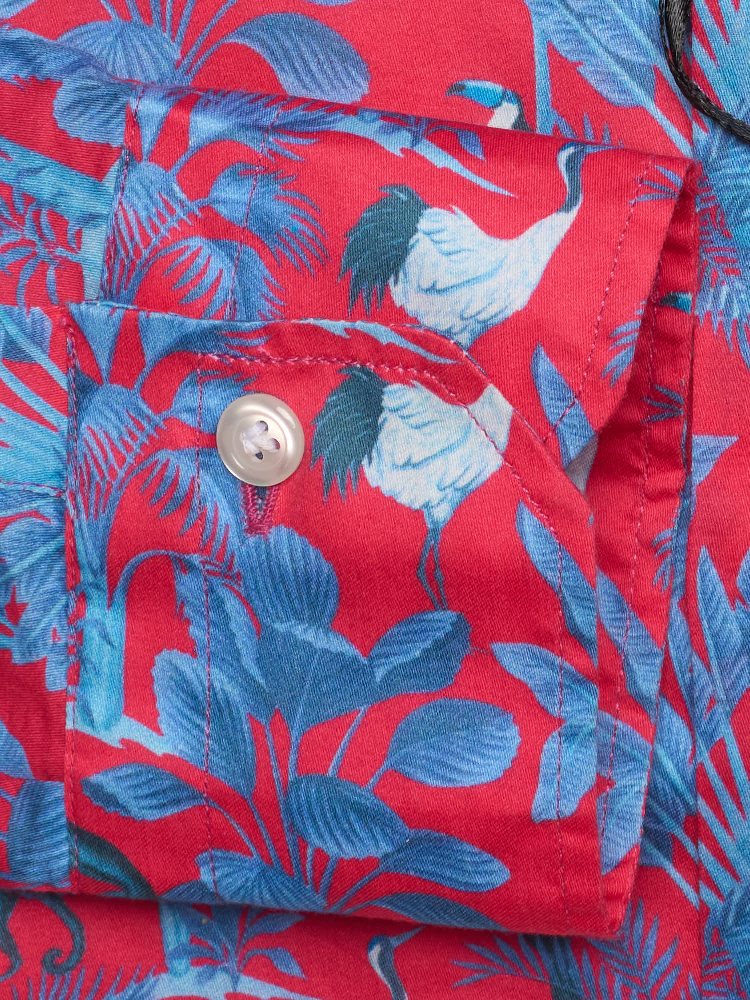 PIETRA SALATA Red-Blue Pattern Cotton Spread Collar Shirt