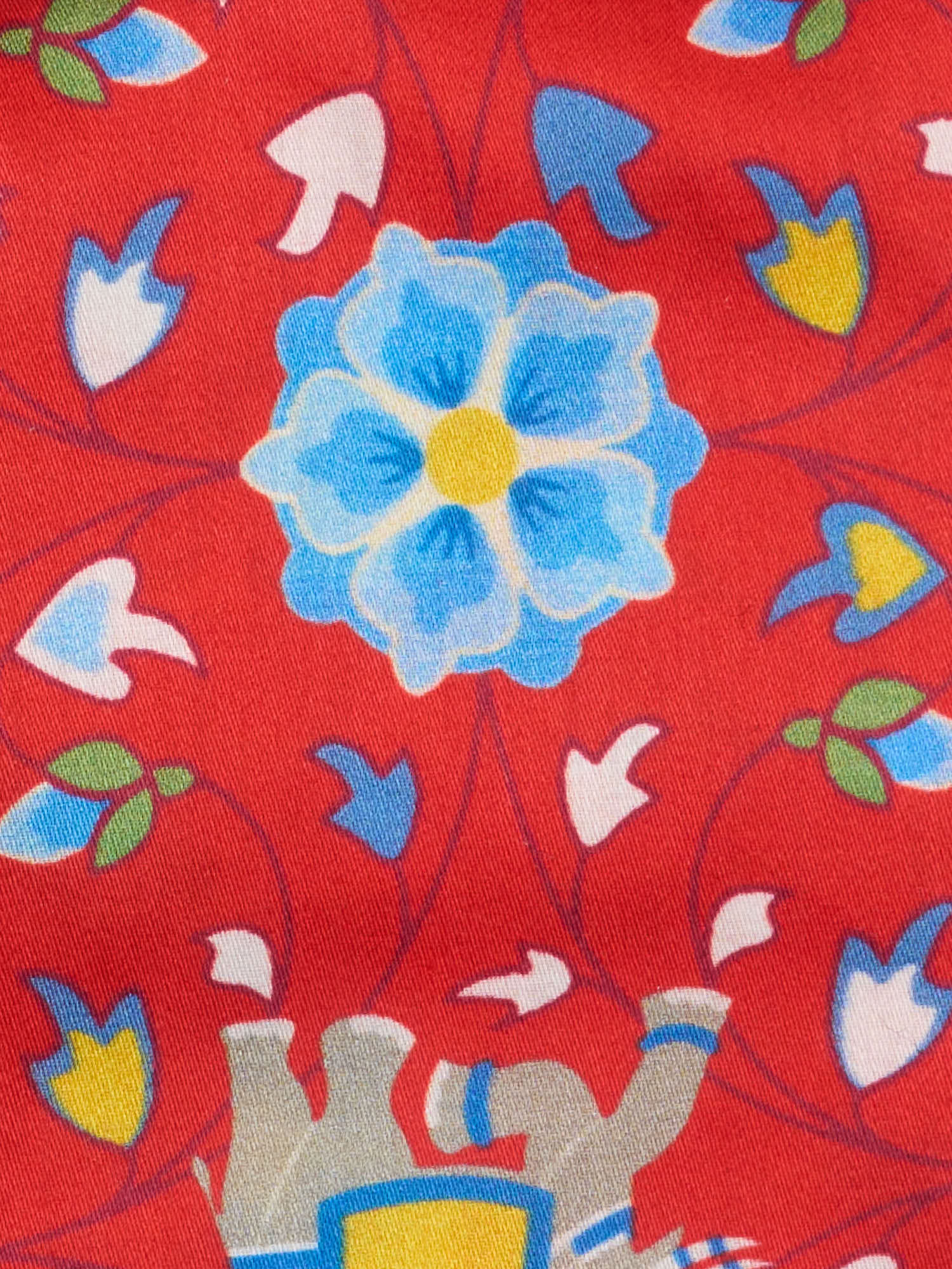 PIETRA SALATA Red Floral Elephant Pattern Cotton Spread Collar Shirt